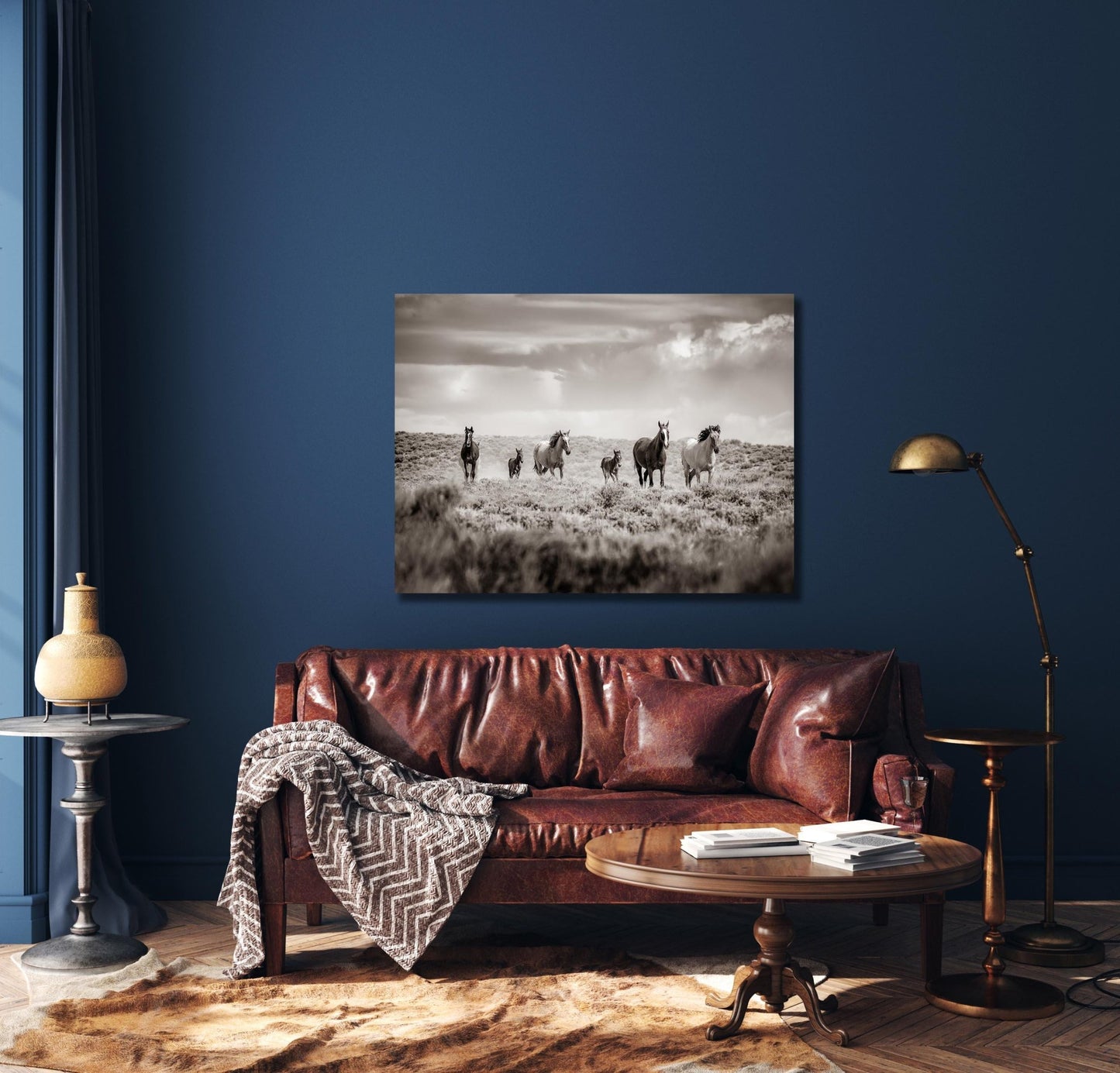Sepia Colorado Wild Horses Running Wall Art Print, Mustang Photo Canvas, Horse Lover Gift, Cowboy Old West Decor for Home or Office - SandyDobbsFineArtPhotography