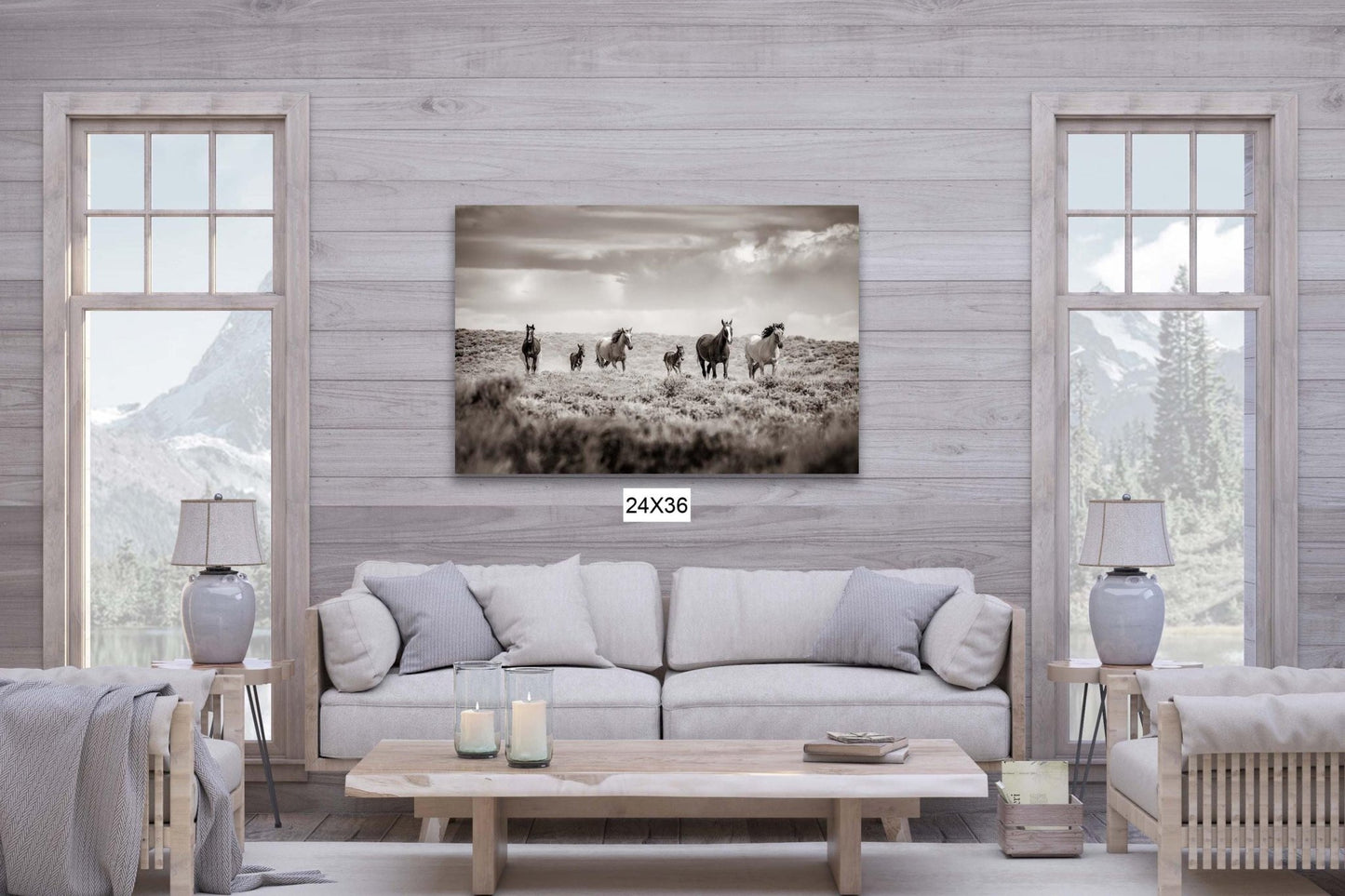 Sepia Colorado Wild Horses Running Wall Art Print, Mustang Photo Canvas, Horse Lover Gift, Cowboy Old West Decor for Home or Office - SandyDobbsFineArtPhotography