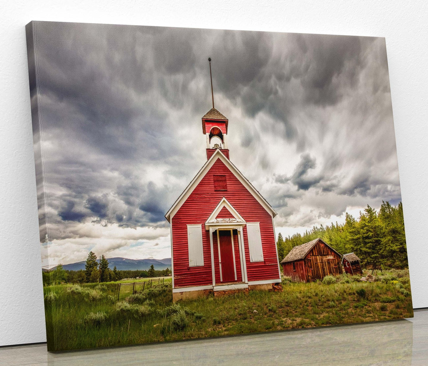 Old Country Church Print - Rustic Schoolhouse Decor | Western Art Wall Pictures - SandyDobbsFineArtPhotography