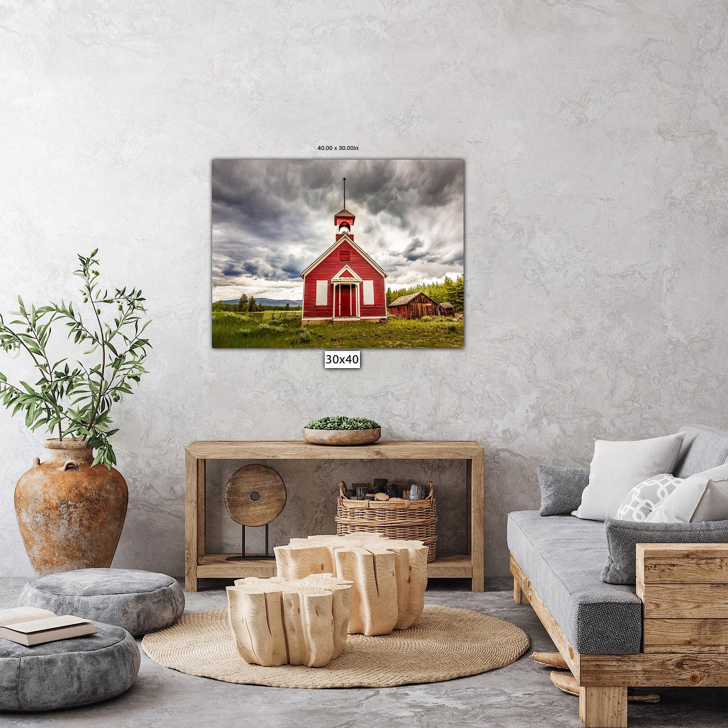 Old Country Church Print - Rustic Schoolhouse Decor | Western Art Wall Pictures - SandyDobbsFineArtPhotography