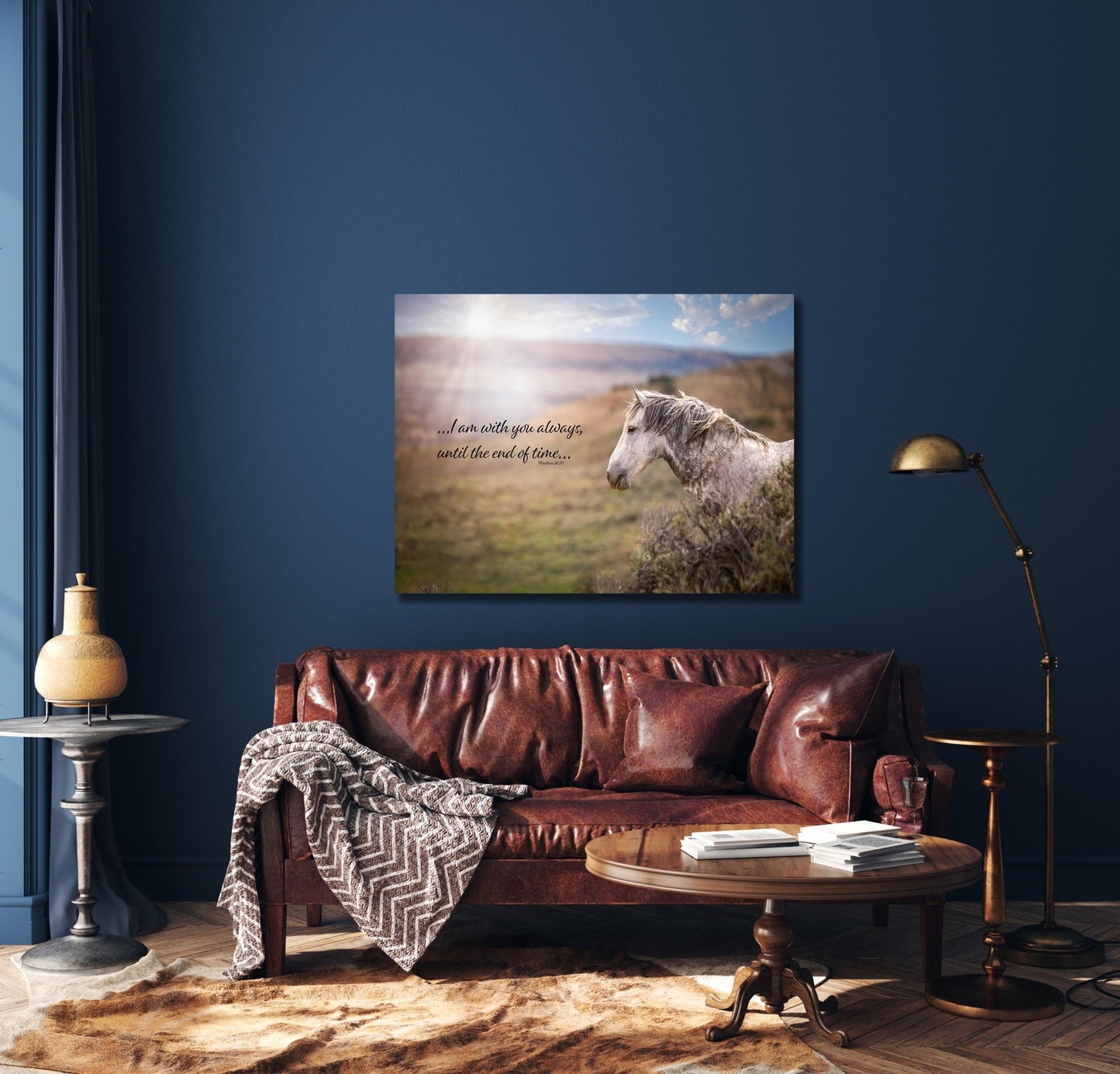 Matthew 28:20 Wild Horse Bible Verse, I am With You Always, Mustang Scripture Canvas, Christian Inspirational Wall Art, Cowboy Old West - SandyDobbsFineArtPhotography