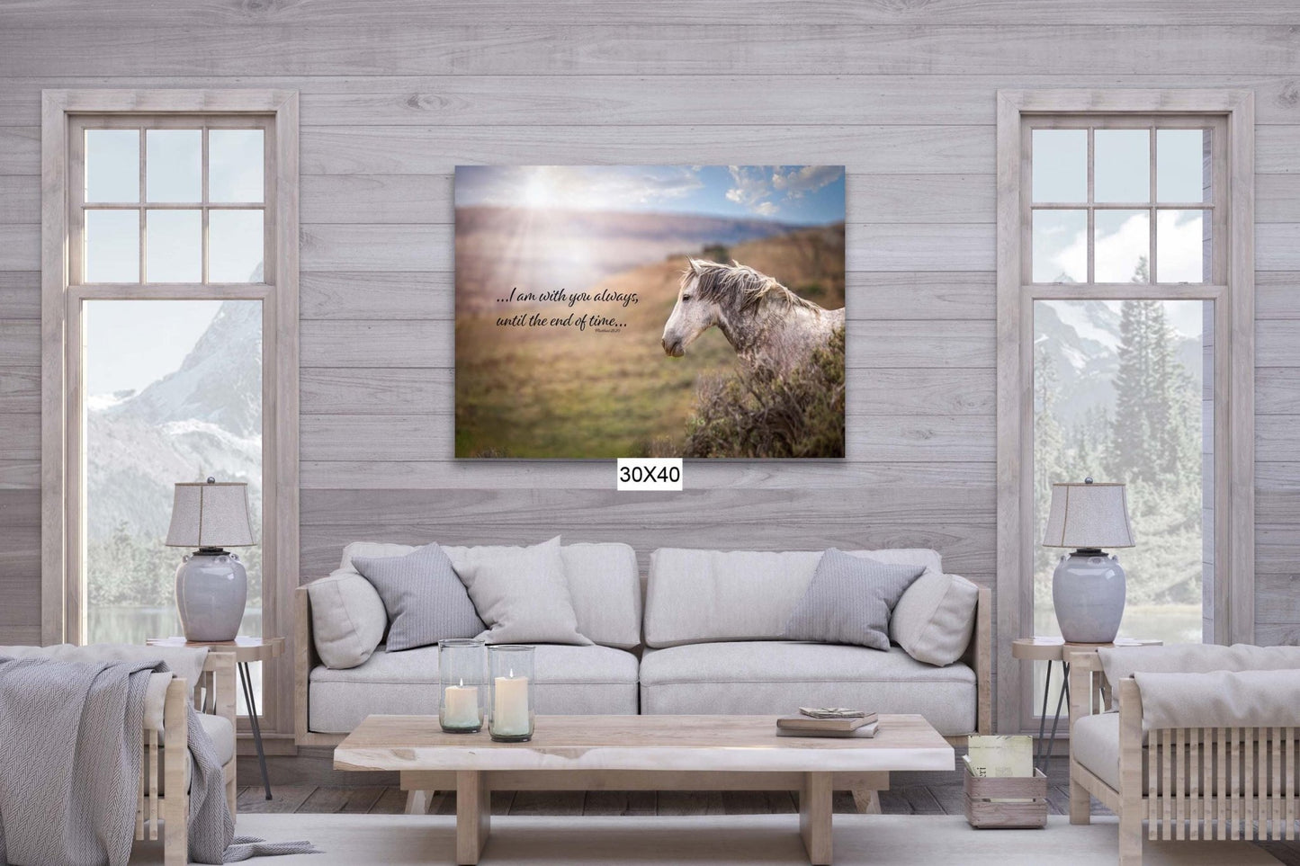 Matthew 28:20 Wild Horse Bible Verse, I am With You Always, Mustang Scripture Canvas, Christian Inspirational Wall Art, Cowboy Old West - SandyDobbsFineArtPhotography