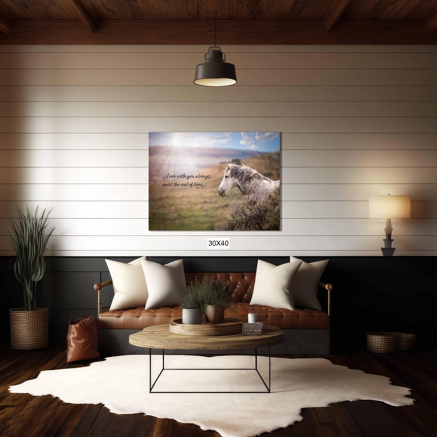 Matthew 28:20 Wild Horse Bible Verse, I am With You Always, Mustang Scripture Canvas, Christian Inspirational Wall Art, Cowboy Old West - SandyDobbsFineArtPhotography