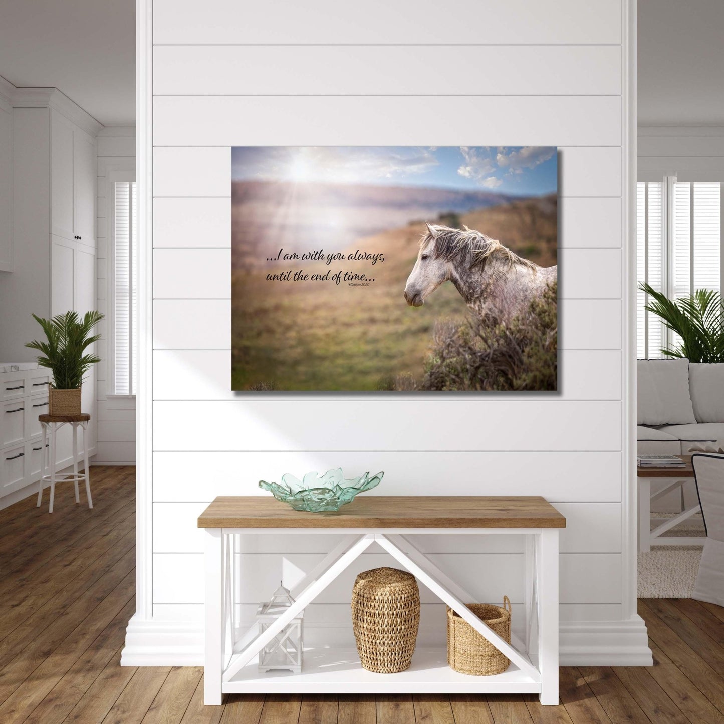 Matthew 28:20 Wild Horse Bible Verse, I am With You Always, Mustang Scripture Canvas, Christian Inspirational Wall Art, Cowboy Old West - SandyDobbsFineArtPhotography