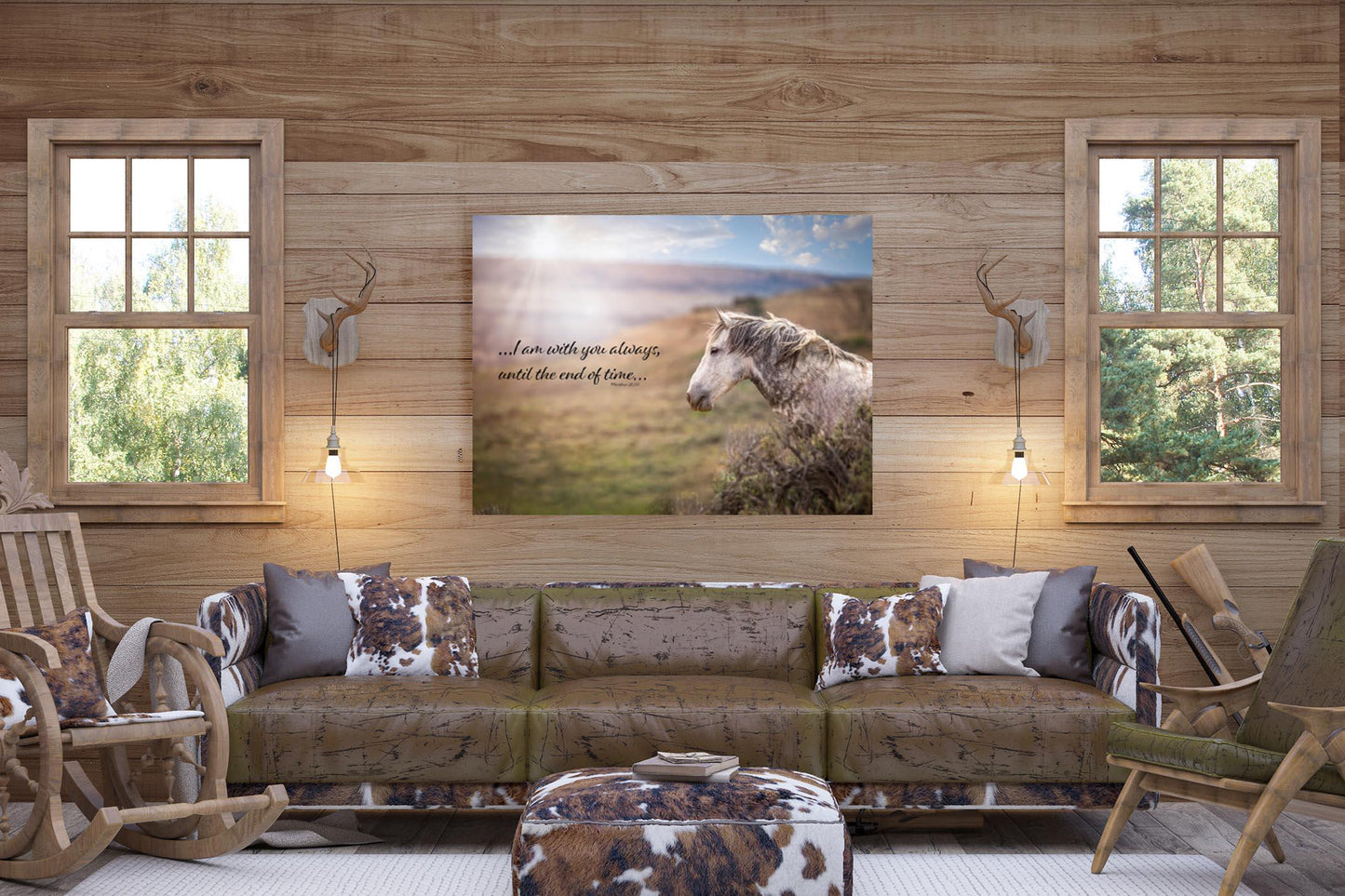 Matthew 28:20 Wild Horse Bible Verse, I am With You Always, Mustang Scripture Canvas, Christian Inspirational Wall Art, Cowboy Old West - SandyDobbsFineArtPhotography