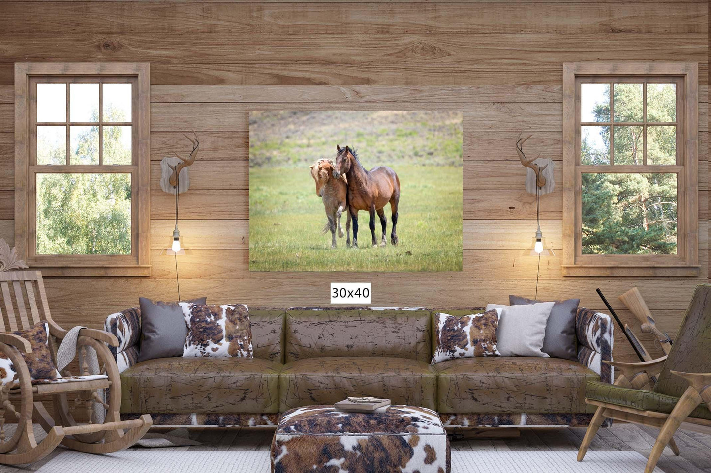Wild Stallions Photo Canvas, Wyoming Mustang Horses Wall Art Print, Rocky Mountain Large Wildlife Canvas, Cowboy Old West Decor for Home - SandyDobbsFineArtPhotography