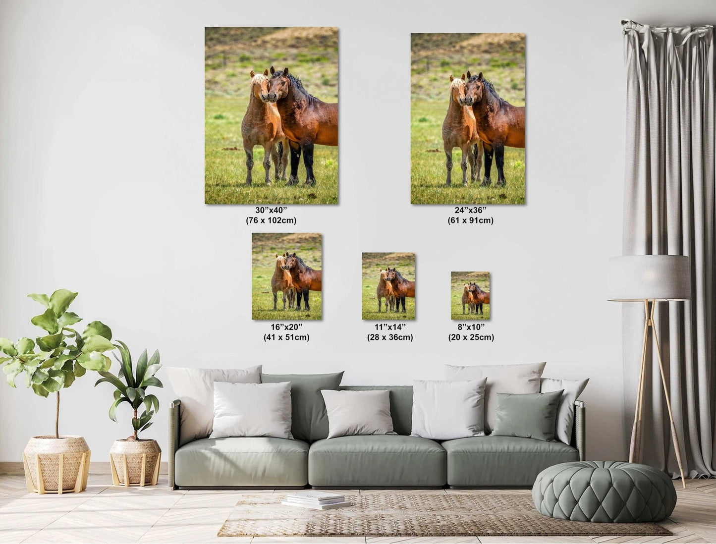 Wild Horses in Wyoming Photo Vertical Print, Rustic Cowboy Decor, Mustang Stallions Picture on Canvas, Salt Wells Creek Mountain Landscape - SandyDobbsFineArtPhotography