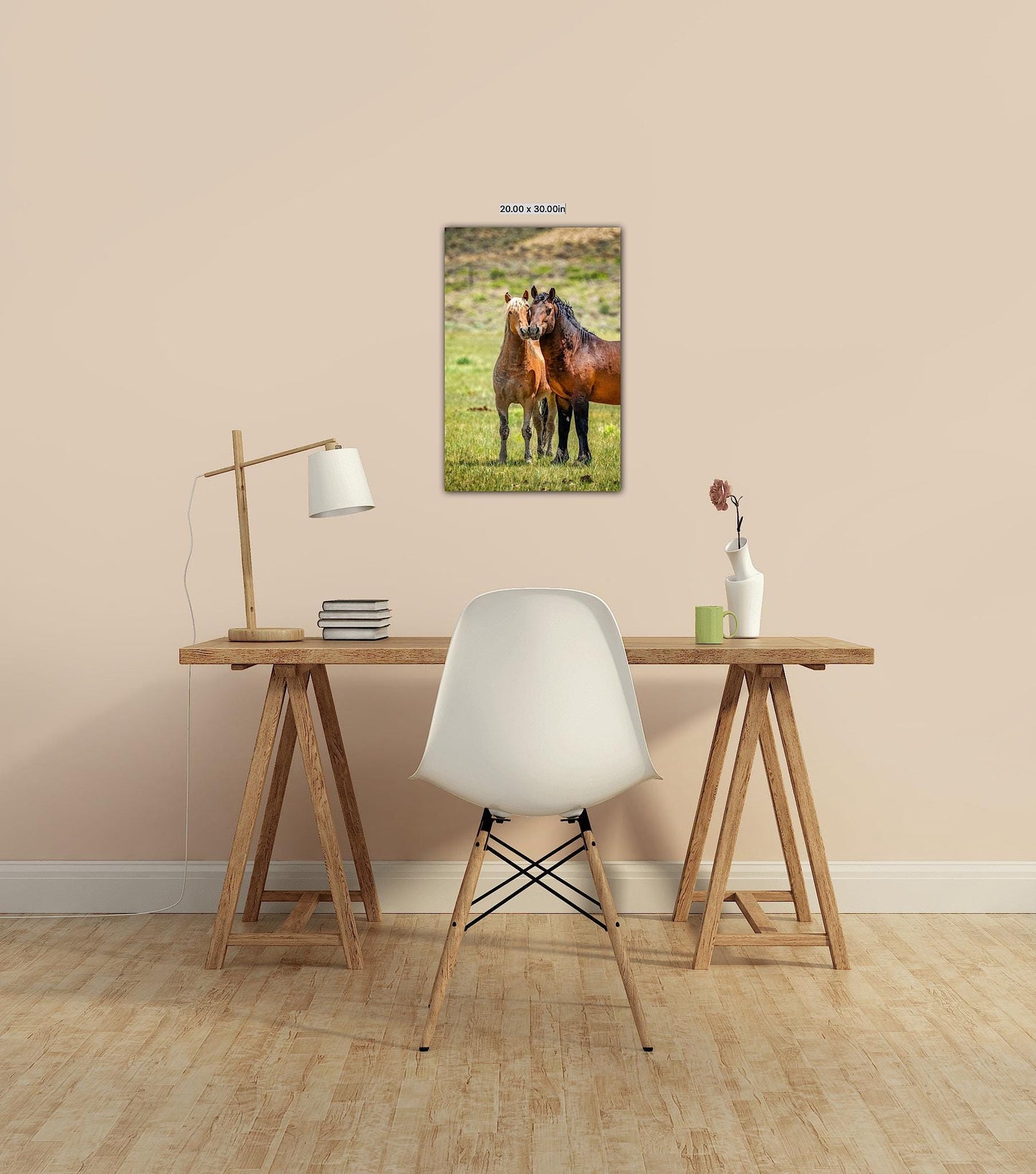 Wild Horses in Wyoming Photo Vertical Print, Rustic Cowboy Decor, Mustang Stallions Picture on Canvas, Salt Wells Creek Mountain Landscape - SandyDobbsFineArtPhotography