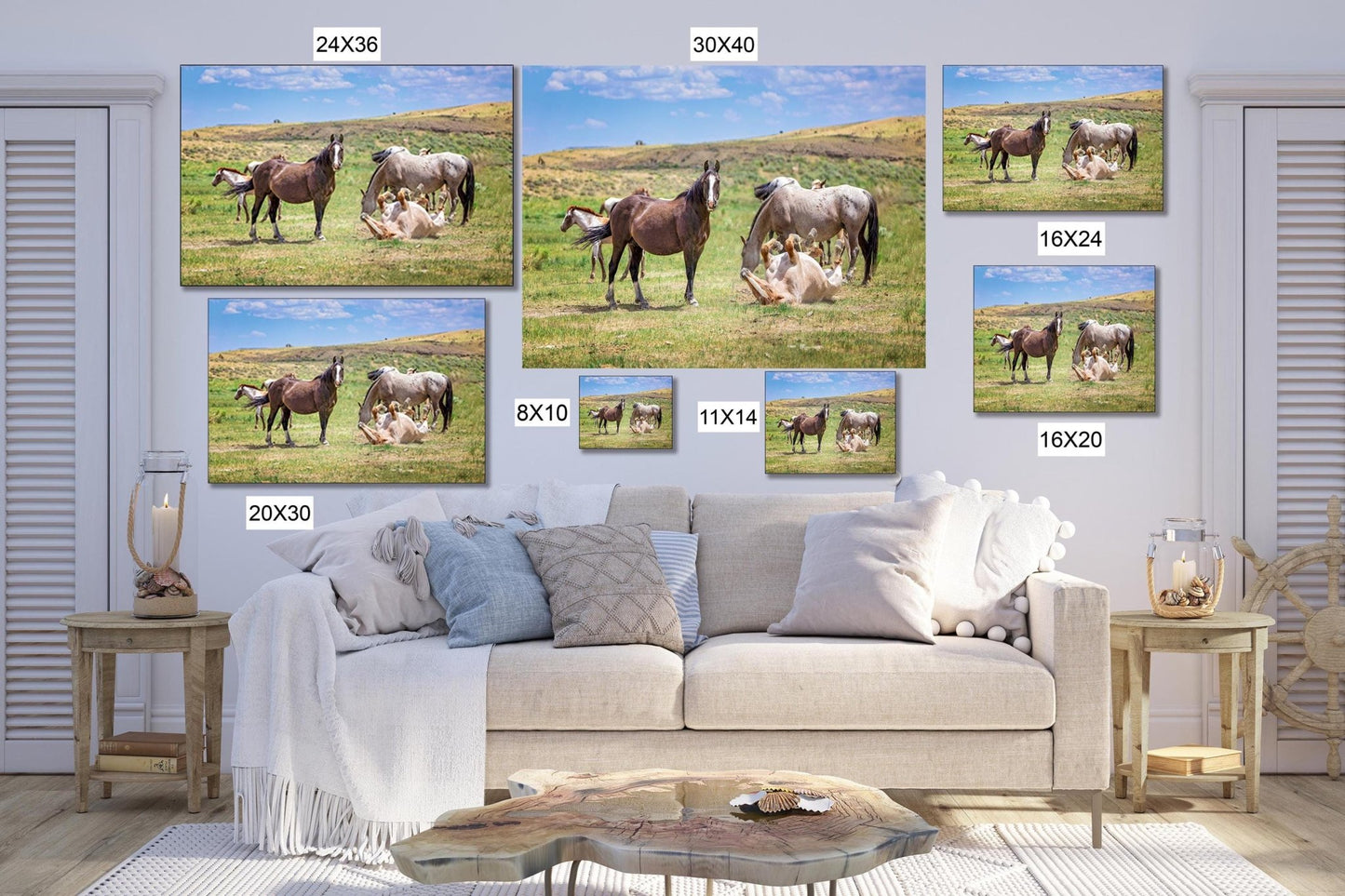 Wyoming Wild Horses Wall Art Print, Wild Mustang Stallions Playing Photo, Wildlife Canvas, Cowboy Old West Rustic Decor for Home - SandyDobbsFineArtPhotography