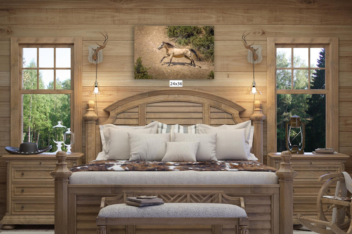 Wild Buckskin Horse Running Wall Art Print, Wild Mustang Photo, Colorado Wildlife Picture Canvas, Cowboy Old West Decor for Home or Office - SandyDobbsFineArtPhotography