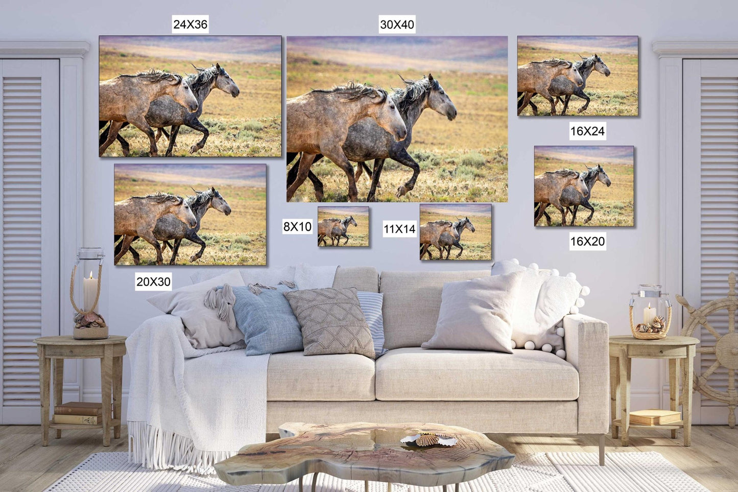 Wild Horses Running Photo, Adobe Town Wyoming Mustang Stallions, Cowboy Old West Decor Wall Art Print, Rocky Mountain Wildlife Canvas - SandyDobbsFineArtPhotography