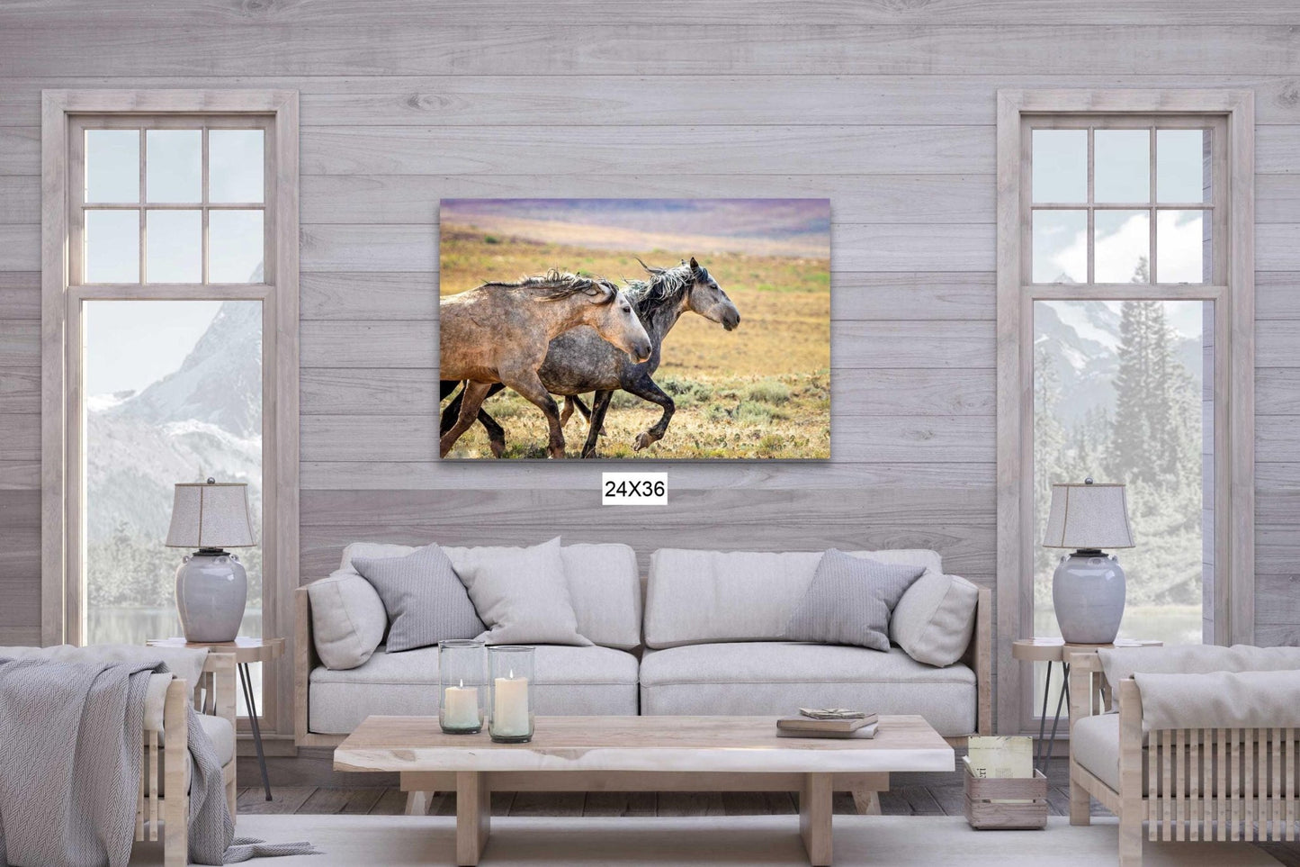 Wild Horses Running Photo, Adobe Town Wyoming Mustang Stallions, Cowboy Old West Decor Wall Art Print, Rocky Mountain Wildlife Canvas - SandyDobbsFineArtPhotography