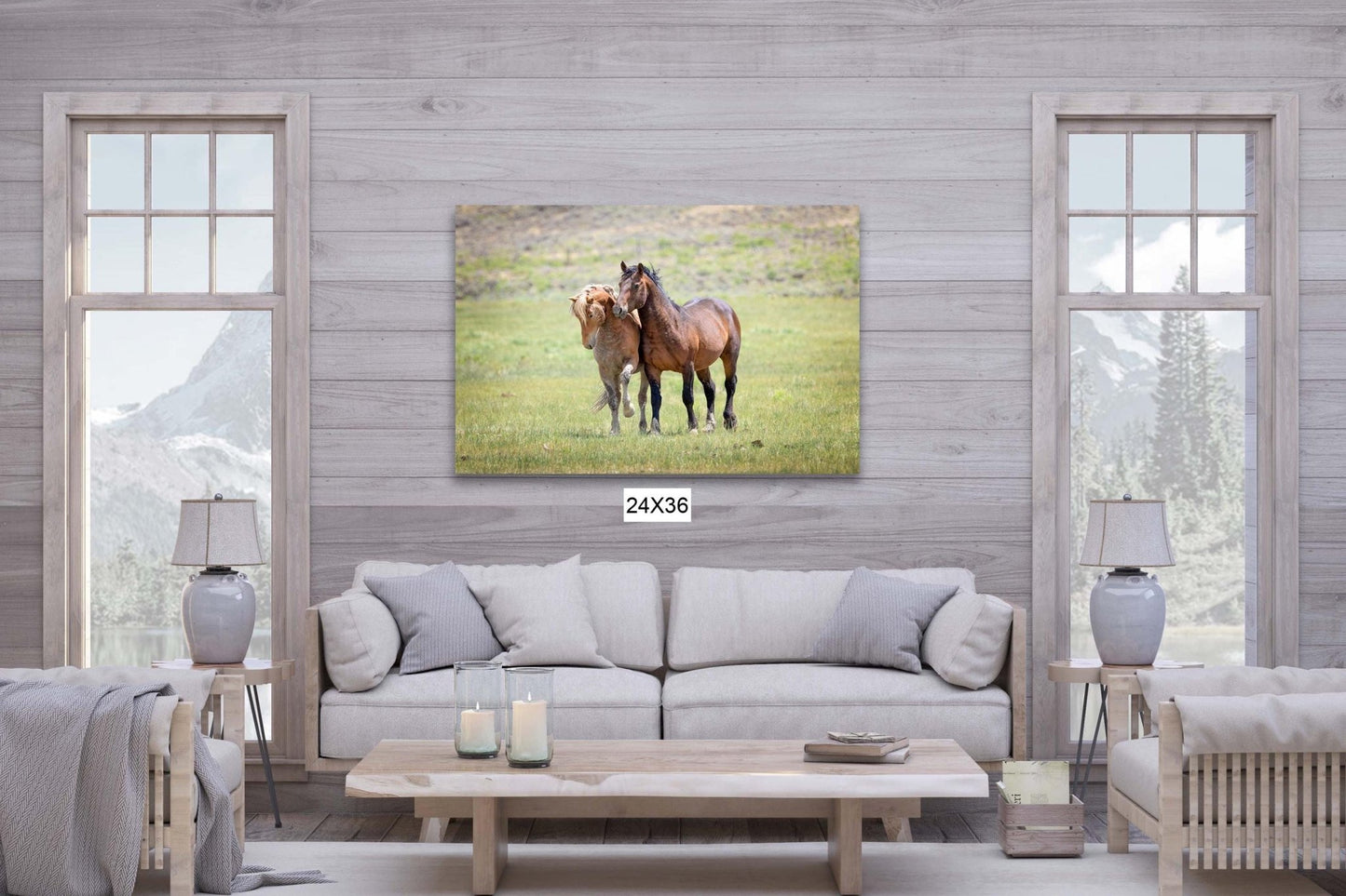 Wild Stallions Photo Canvas, Wyoming Mustang Horses Wall Art Print, Rocky Mountain Large Wildlife Canvas, Cowboy Old West Decor for Home - SandyDobbsFineArtPhotography