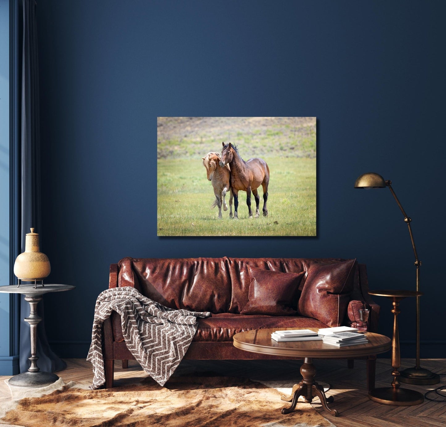 Wild Stallions Photo Canvas, Wyoming Mustang Horses Wall Art Print, Rocky Mountain Large Wildlife Canvas, Cowboy Old West Decor for Home - SandyDobbsFineArtPhotography