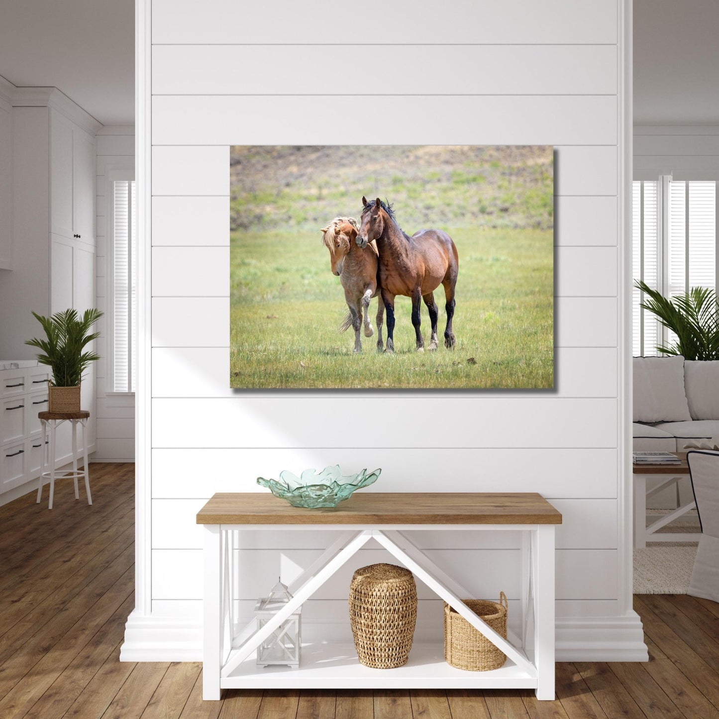 Wild Stallions Photo Canvas, Wyoming Mustang Horses Wall Art Print, Rocky Mountain Large Wildlife Canvas, Cowboy Old West Decor for Home - SandyDobbsFineArtPhotography
