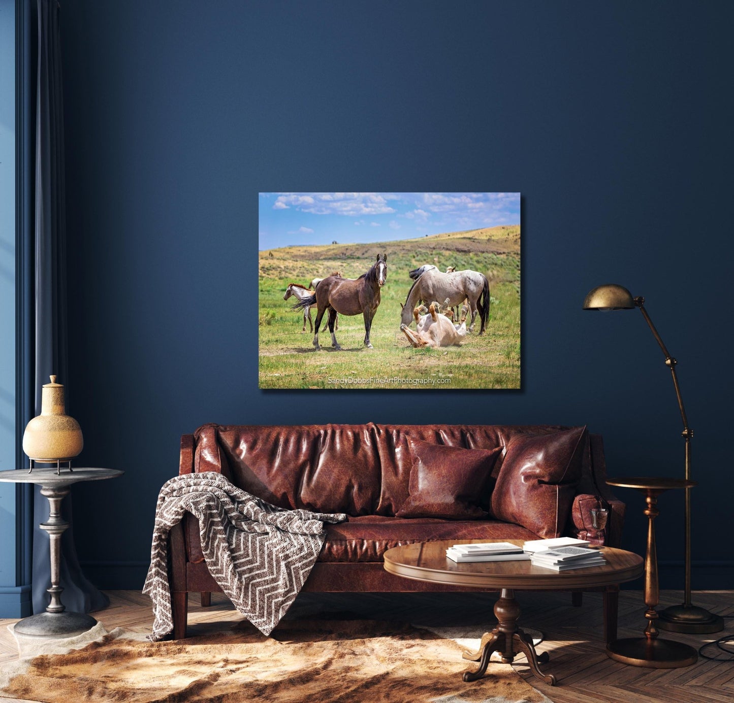 Wyoming Wild Horses Wall Art Print, Wild Mustang Stallions Playing Photo, Wildlife Canvas, Cowboy Old West Rustic Decor for Home - SandyDobbsFineArtPhotography