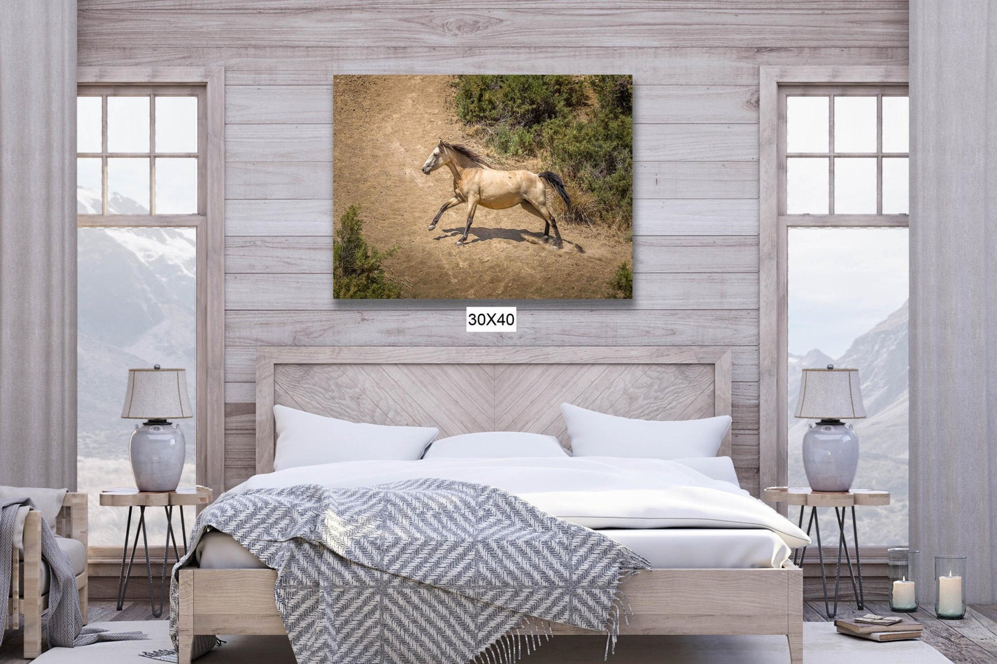 Wild Buckskin Horse Running Wall Art Print, Wild Mustang Photo, Colorado Wildlife Picture Canvas, Cowboy Old West Decor for Home or Office - SandyDobbsFineArtPhotography