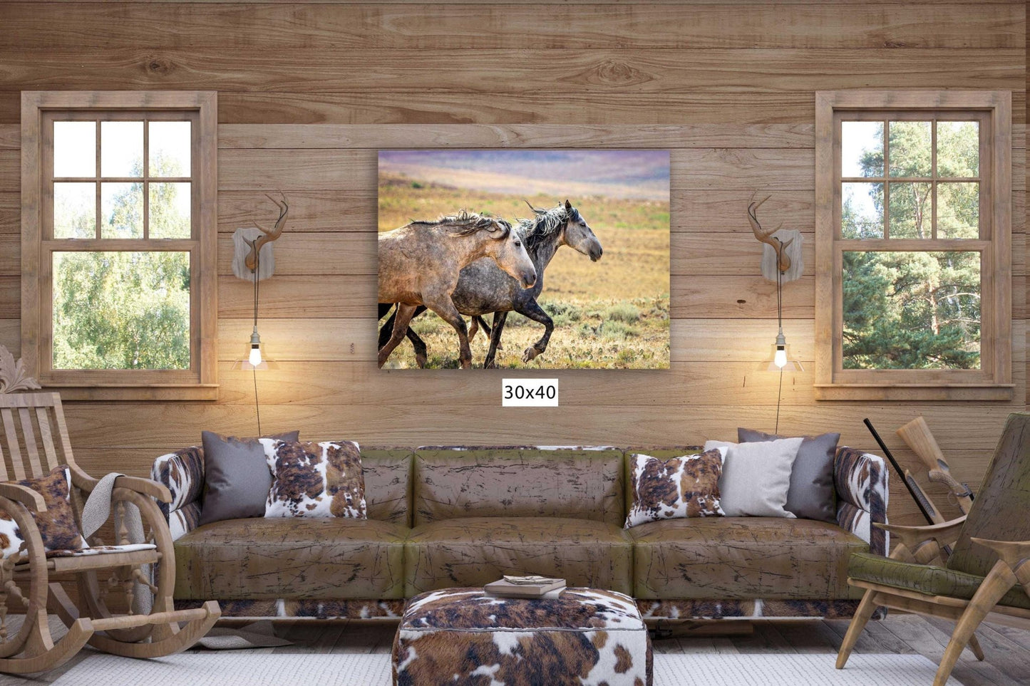 Wild Horses Running Photo, Adobe Town Wyoming Mustang Stallions, Cowboy Old West Decor Wall Art Print, Rocky Mountain Wildlife Canvas - SandyDobbsFineArtPhotography