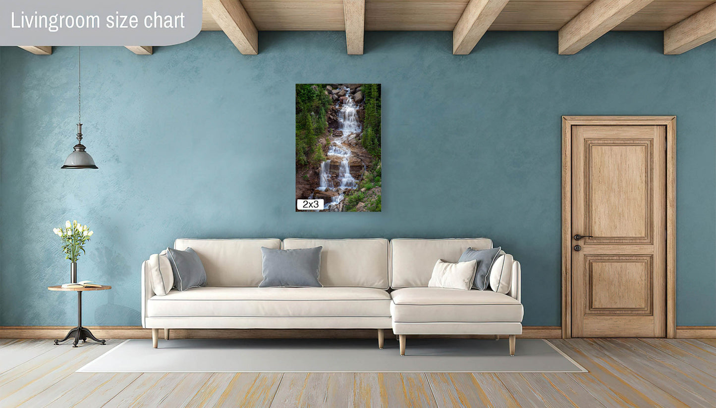 Mountain Waterfall Photo, Silverton Colorado Alpine Loop, Ouray Landscape, Canvas Wall Art Print, Decor for Home, Living Room,Bedroom Office