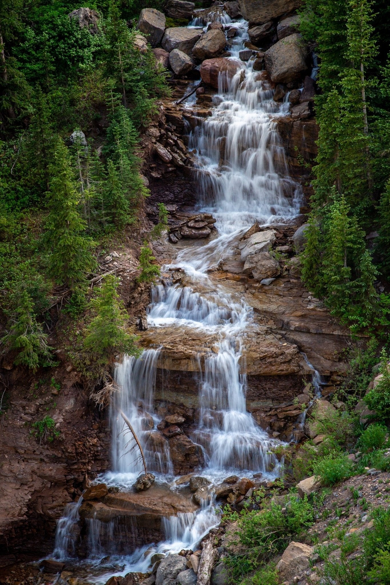 Mountain Waterfall Photo, Silverton Colorado Alpine Loop, Ouray Landscape, Canvas Wall Art Print, Decor for Home, Living Room,Bedroom Office - SandyDobbsFineArtPhotography