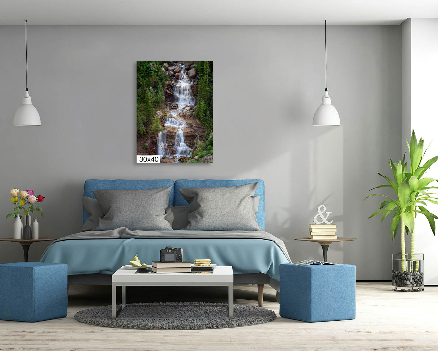 Mountain Waterfall Photo, Silverton Colorado Alpine Loop, Ouray Landscape, Canvas Wall Art Print, Decor for Home, Living Room,Bedroom Office