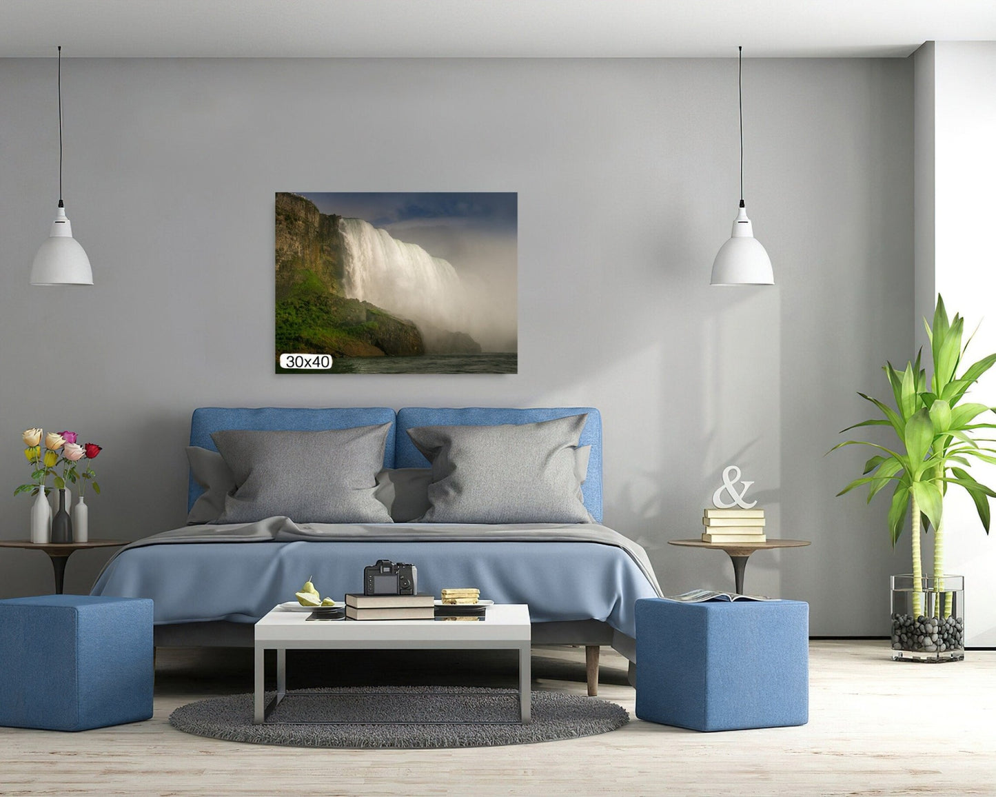 Niagara Falls, View from Bottom of Niagara Falls, Misty Waterfalls, Canvas Wall Art, Decor for Home, Living Room, Bedroom, Office - SandyDobbsFineArtPhotography