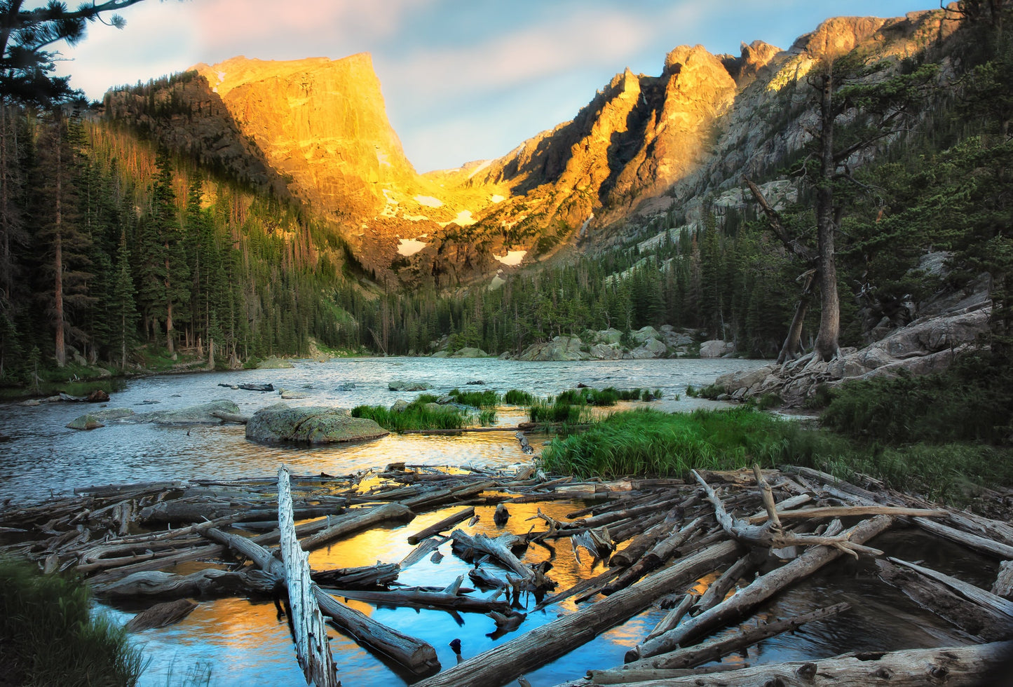 Canvas Wall Art Prints - Sunrise at Dream Lake,Rocky Mountain National Park,Colorado - Ideal Wall Décor for Living Room,Bedroom,Office and Home - SandyDobbsFineArtPhotography