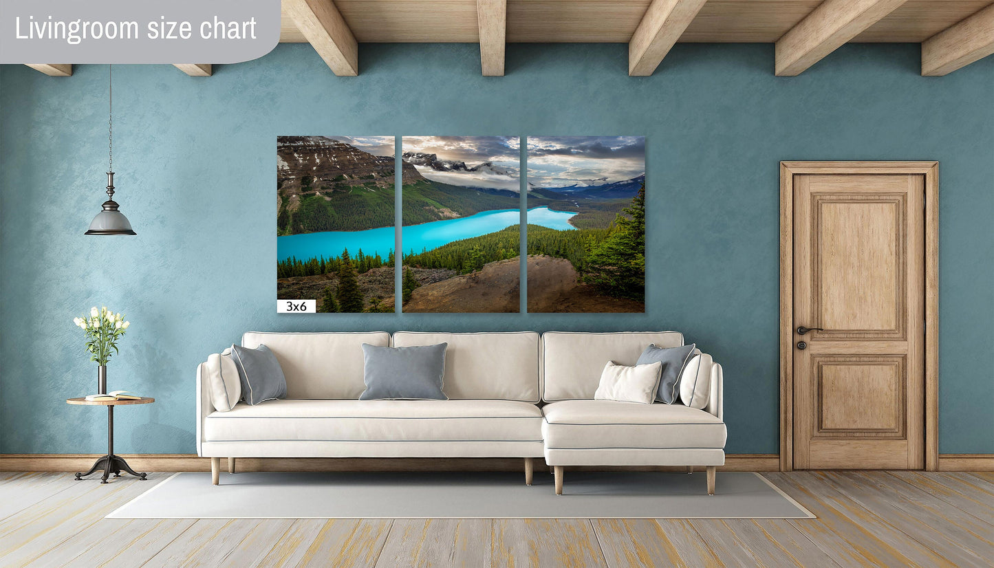 Peyto Lake Canadian Rockies Canvas Print, Banff, Canvas Wall Art, Mountain Decor for Home, Living Room, Bedroom,Office and Kitchen