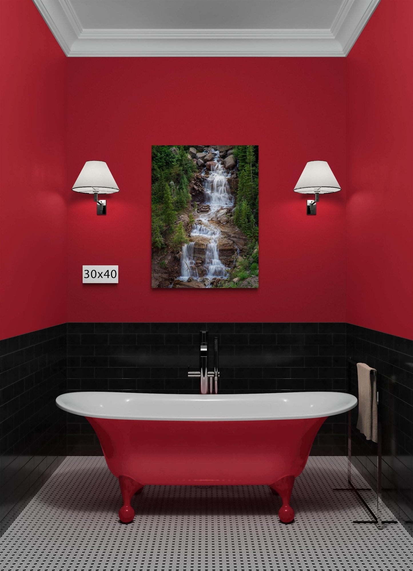 Mountain Waterfall Photo, Silverton Colorado Alpine Loop, Ouray Landscape, Canvas Wall Art Print, Decor for Home, Living Room,Bedroom Office - SandyDobbsFineArtPhotography