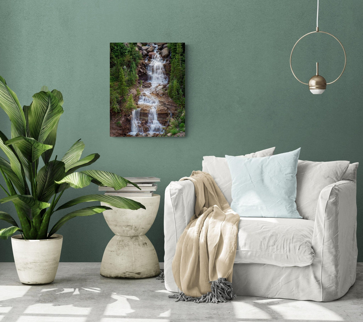 Mountain Waterfall Photo, Silverton Colorado Alpine Loop, Ouray Landscape, Canvas Wall Art Print, Decor for Home, Living Room,Bedroom Office - SandyDobbsFineArtPhotography