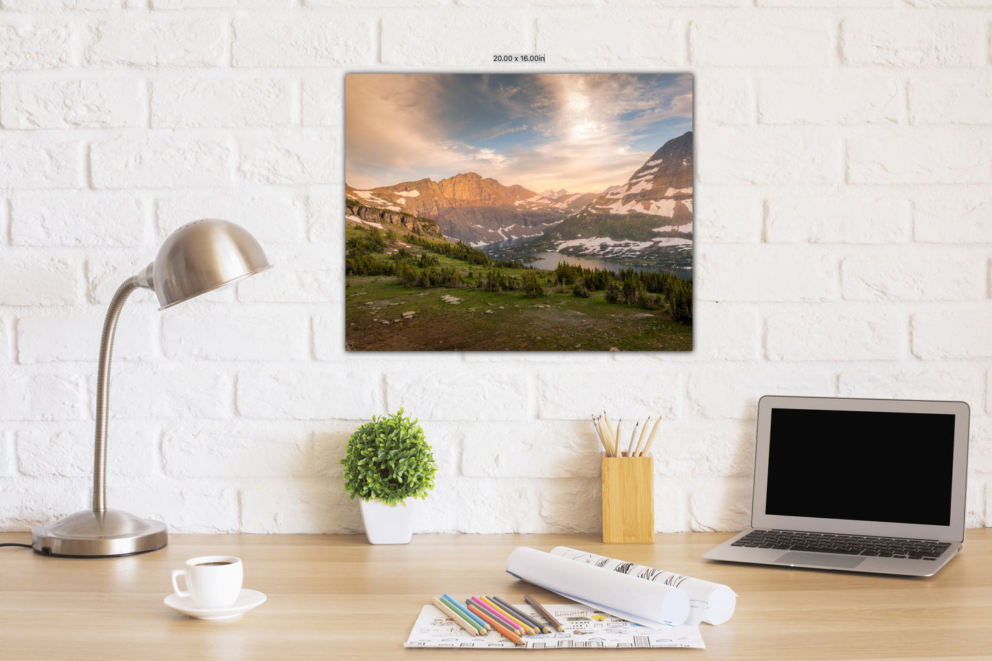 Hidden Lake Sunset, Glacier National Park Montana, Canvas Wall Art Prints - Wall Decor for Home, Living Room, Bedroom, Office and Kitchen - SandyDobbsFineArtPhotography