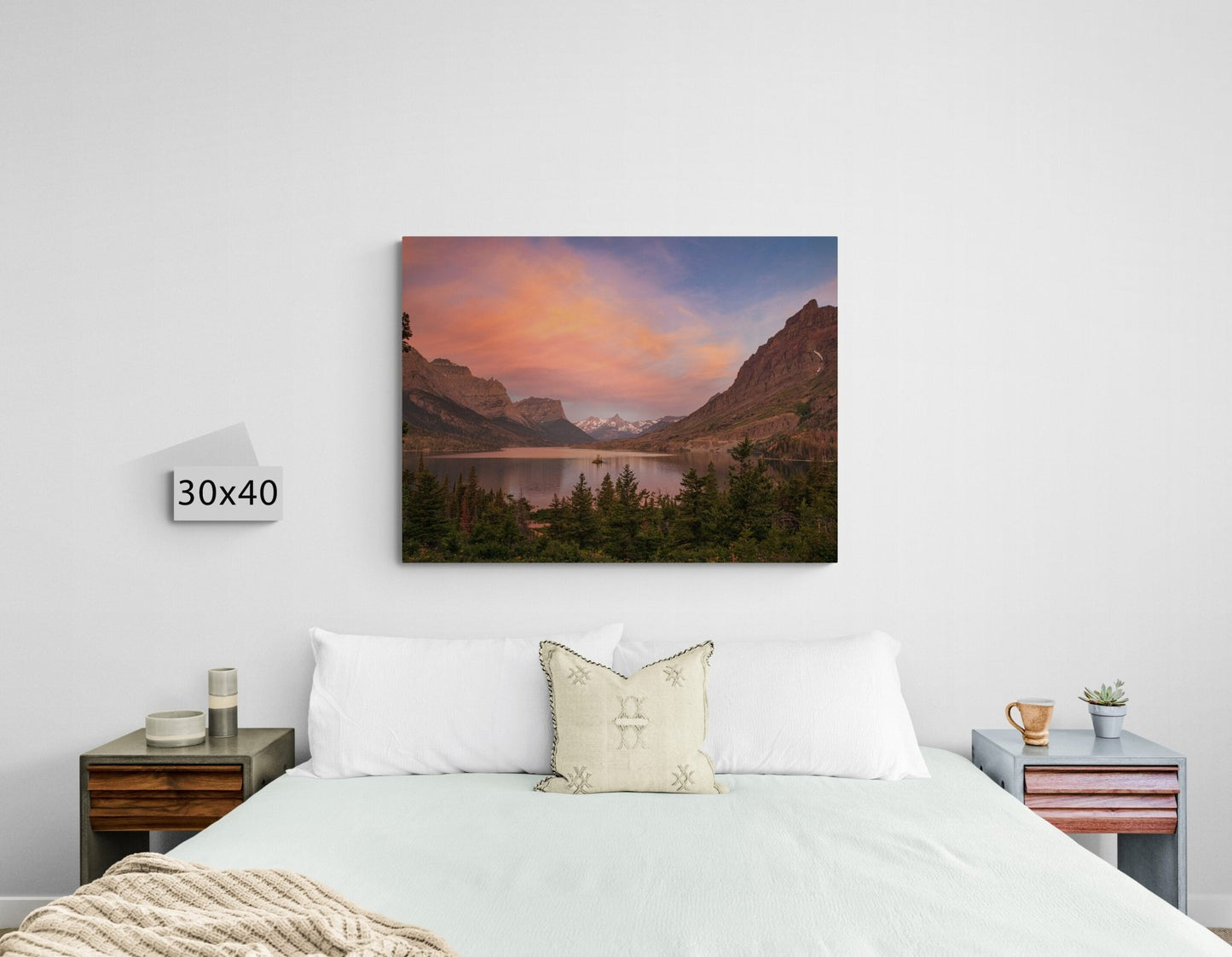 Glacier National Park,Sunrise at Goose Island St. Mary Lake,Montana Mountain Landscape,Canvas Wall Art Prints for Living Room,Bedroom - SandyDobbsFineArtPhotography