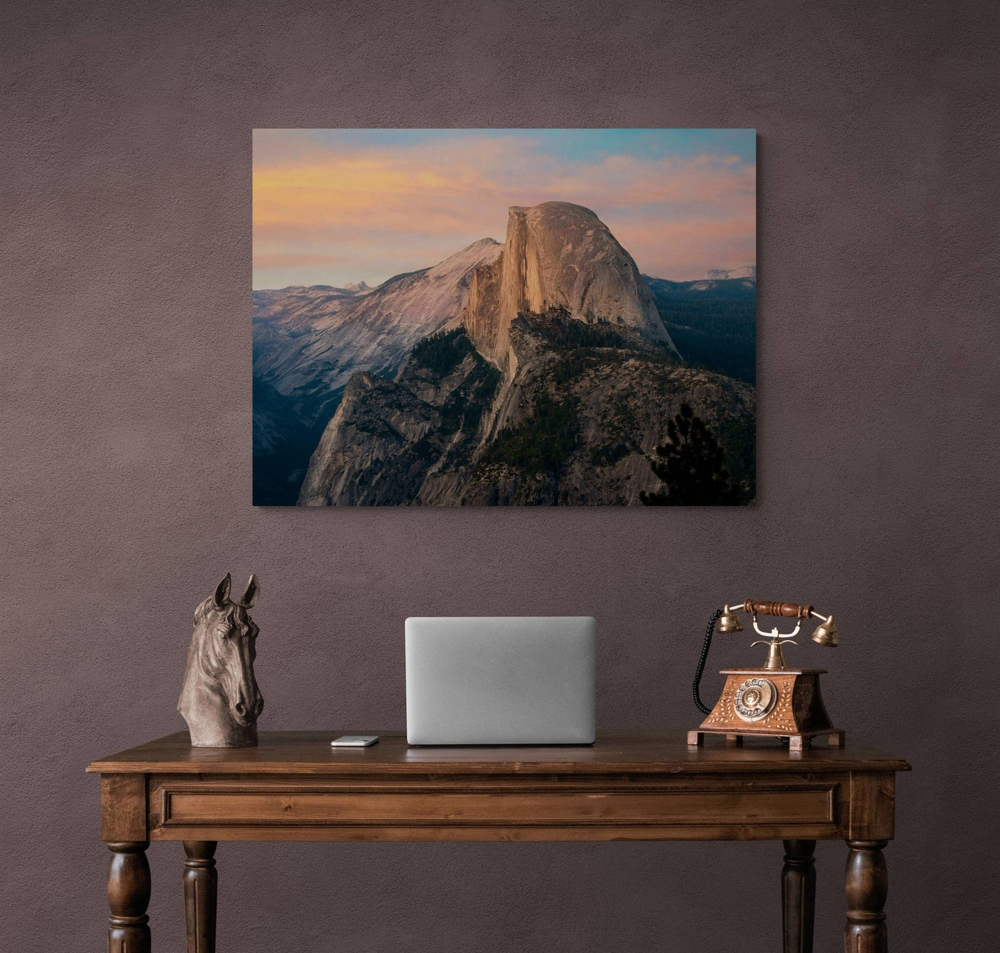 Yosemite National Park, Half Dome Sunset, California Mountain Landscape Print, Wall Decor for Home,Living Room, Bedroom, and Office - SandyDobbsFineArtPhotography