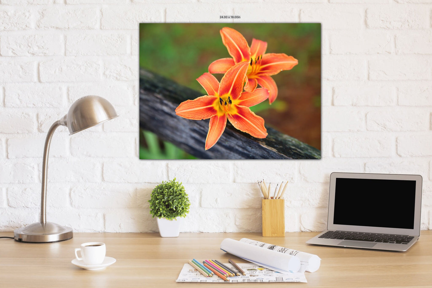 Orange Day Lily Floral Print, Flower Art Photography, Canvas Prints, Nature Wall Decor for Home, Living Room, Bedroom , Kitchen or Office