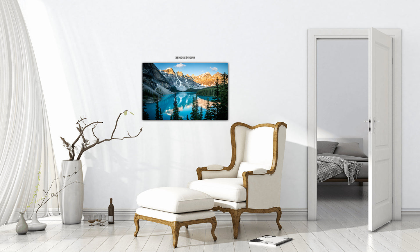Photography Landscape Canvas Wall Art Print, Moraine Lake Sunrise, Banff National Park Canada, Made in USA, Fine Art Decor Home or Office - SandyDobbsFineArtPhotography