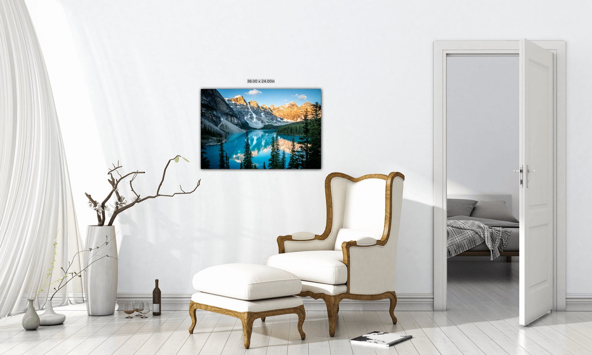 Photography Landscape Canvas Wall Art Print, Moraine Lake Sunrise, Banff National Park Canada, Made in USA, Fine Art Decor Home or Office - SandyDobbsFineArtPhotography