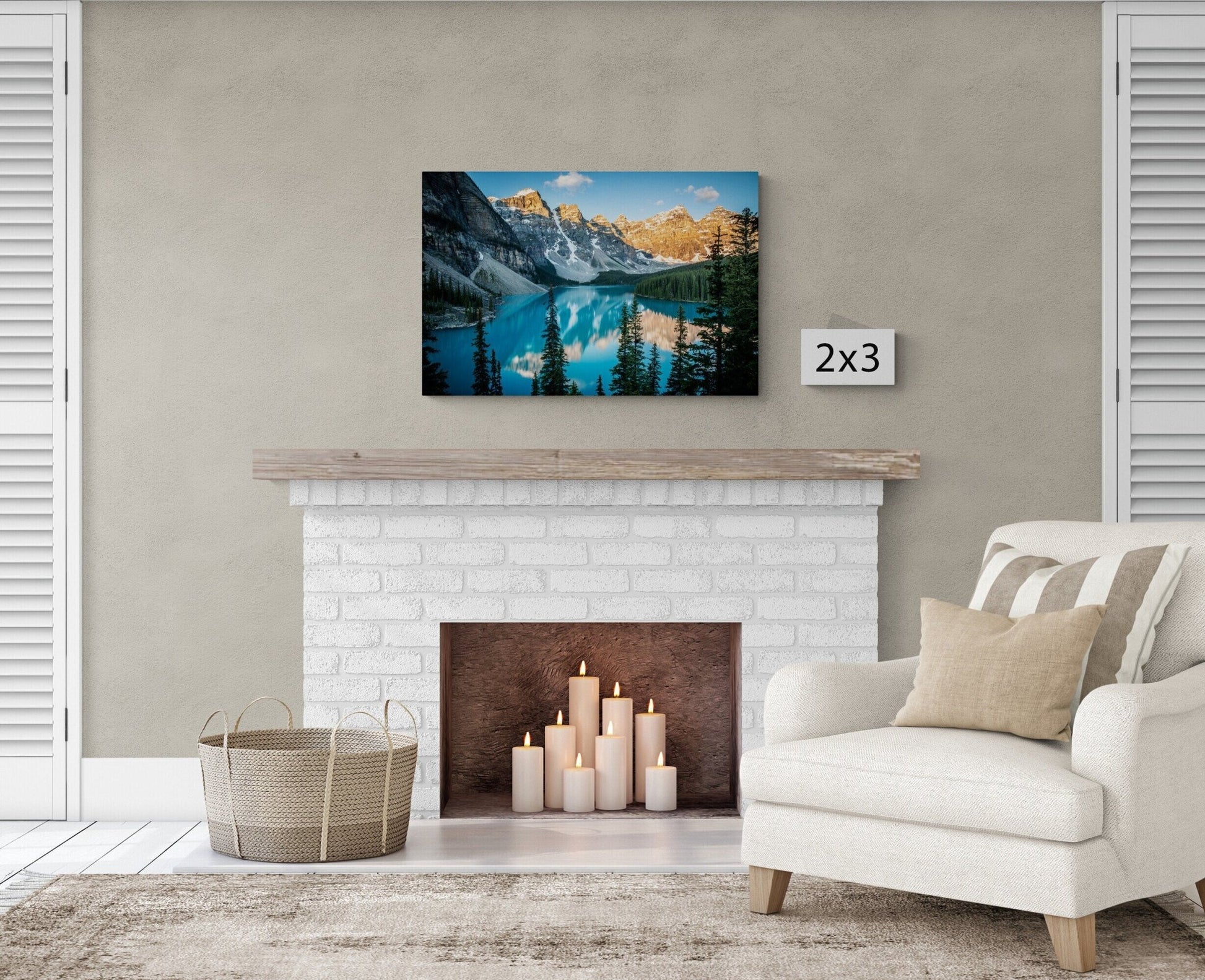 Photography Landscape Canvas Wall Art Print, Moraine Lake Sunrise, Banff National Park Canada, Made in USA, Fine Art Decor Home or Office - SandyDobbsFineArtPhotography