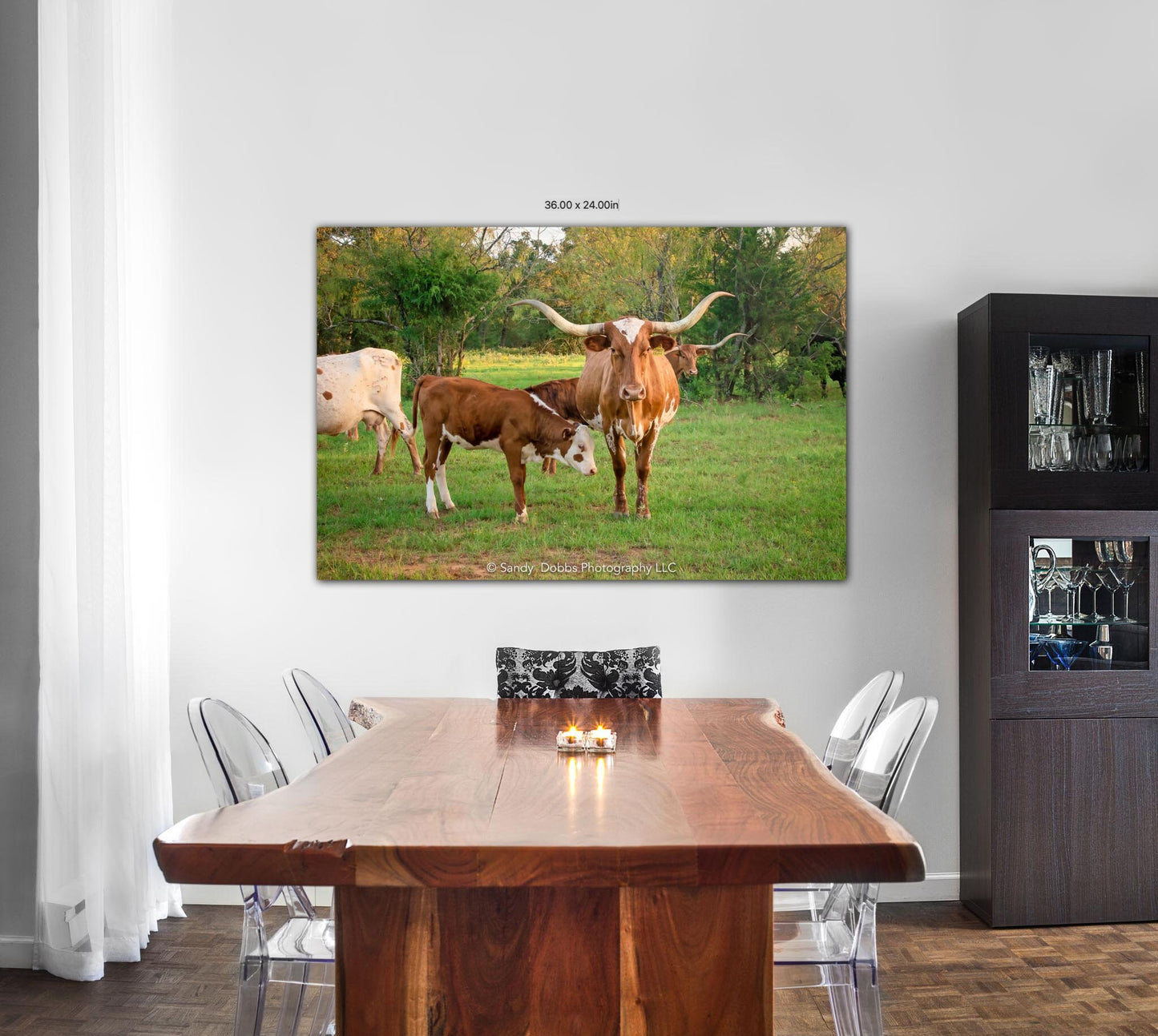 Texas Longhorn Cow Calf Print, Canvas Wall Art Prints, Cow Wall Art, Western Decor, Rustic Wall Decor for Home and Office - SandyDobbsFineArtPhotography