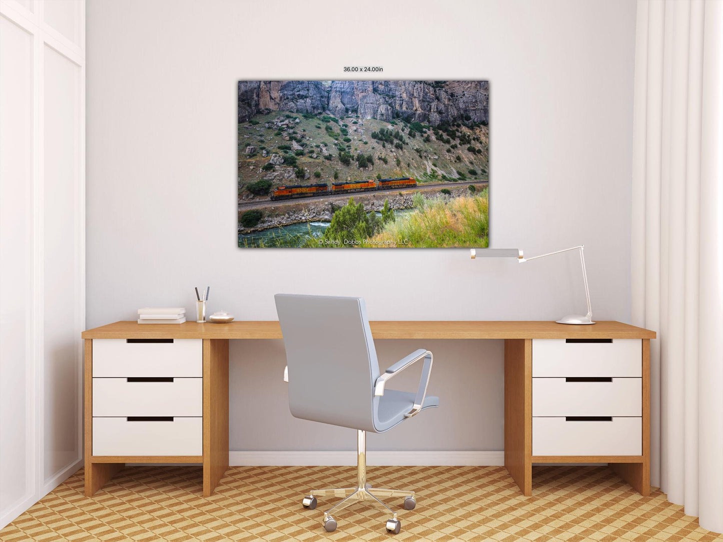 Train Canvas Print, Highway 20 Wyoming Landscape Print, Canvas Wall Art Prints, Wall Decor for Home,Living Room, Bedroom, Office - SandyDobbsFineArtPhotography