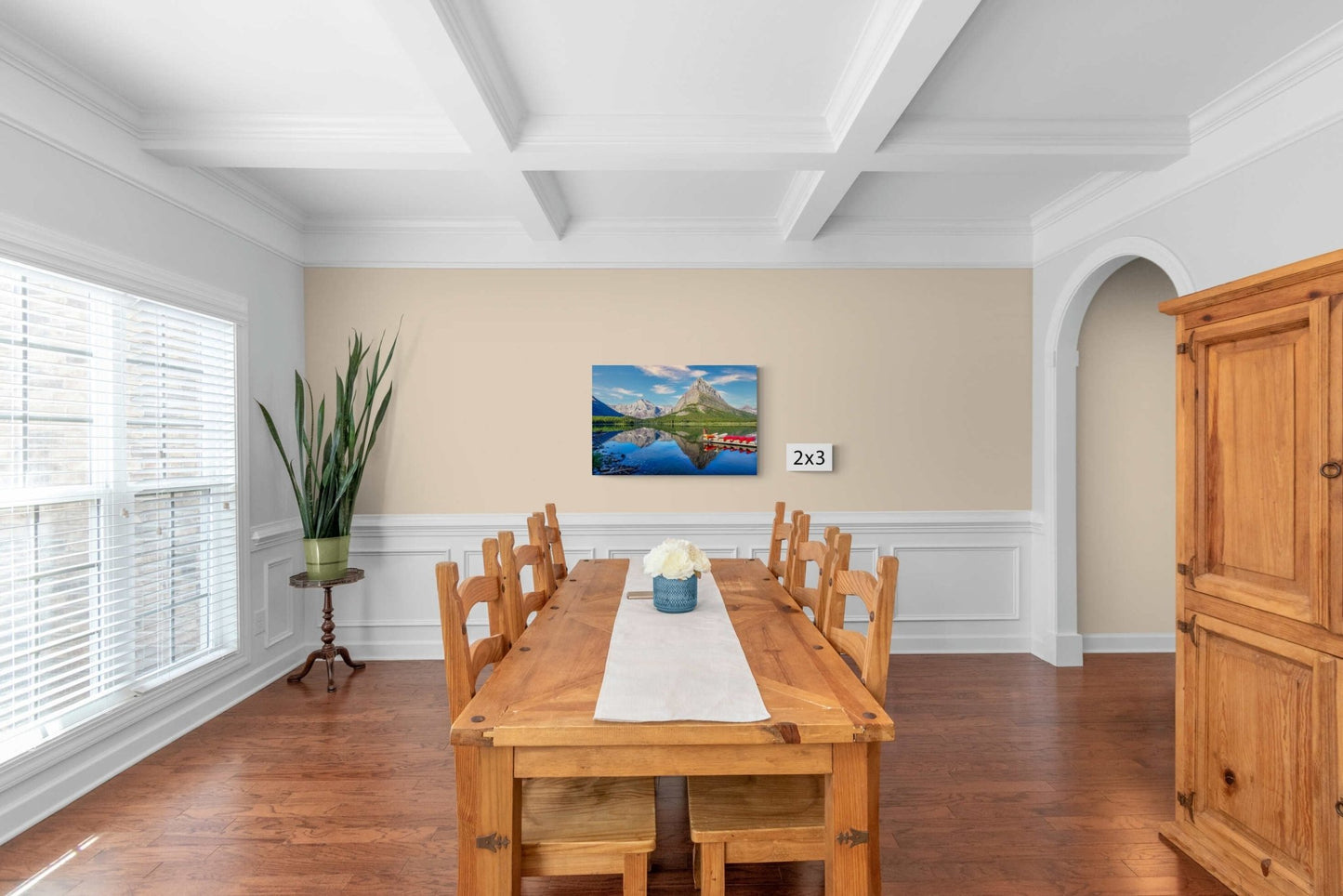 Many Glacier Swiftcurrent Lake Reflection With Canoes, Glacier National Park, Montana Landscape Print, Canvas Wall Art Prints, Home Decor - SandyDobbsFineArtPhotography