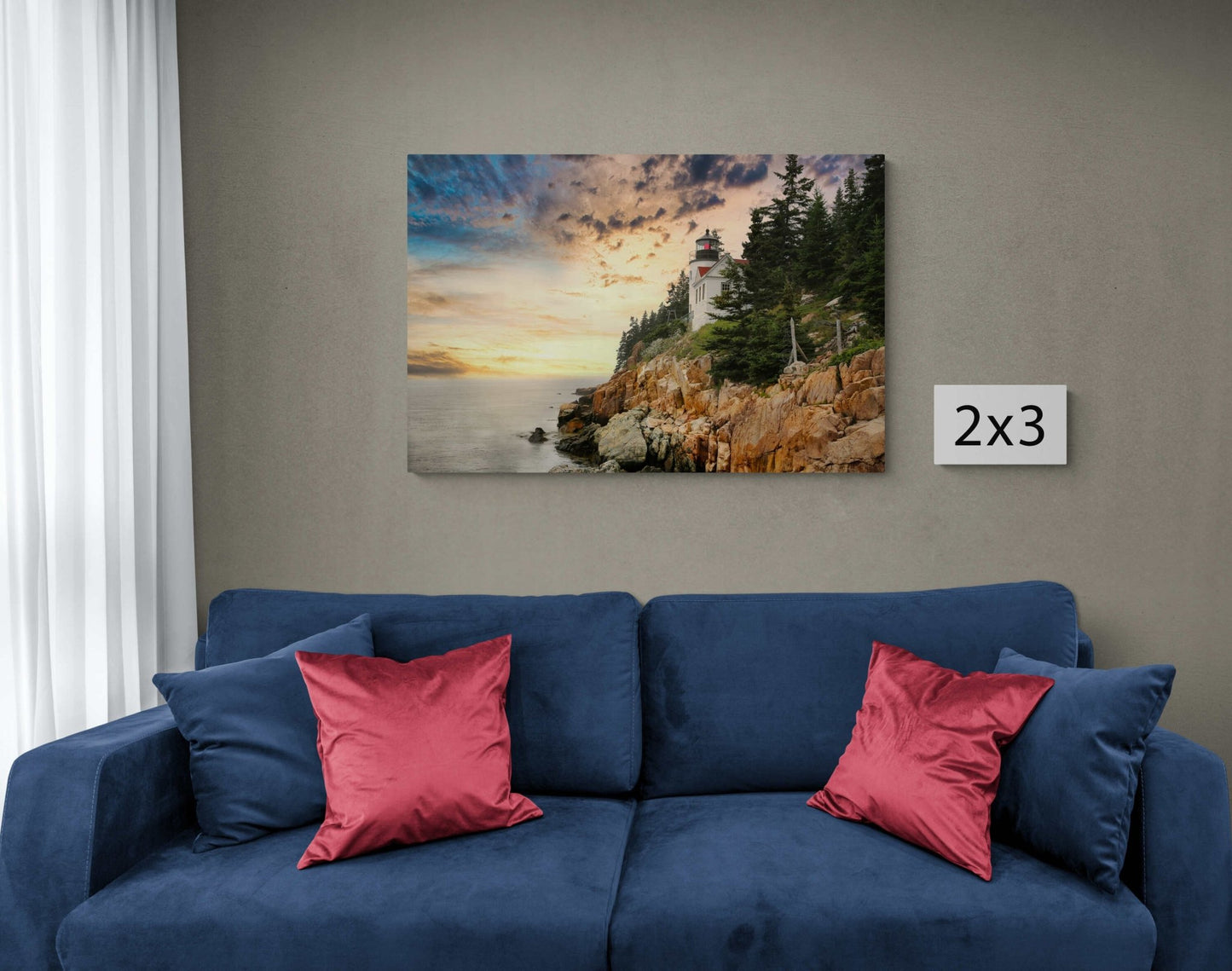 Bass Harbor Lighthouse, Acadia Maine, Dramatic Landscape Print, Canvas Wall Art, Made in USA, Decor for Home,Living Room, Bedroom, Office - SandyDobbsFineArtPhotography