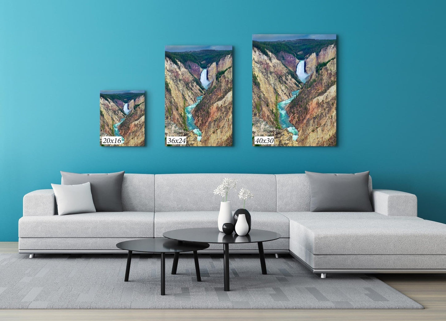 Yellowstone National Park, Waterfalls Fine Art Photography Vertical Landscape Print, Canvas Wall Decor Home Living Room, Bedroom Office - SandyDobbsFineArtPhotography