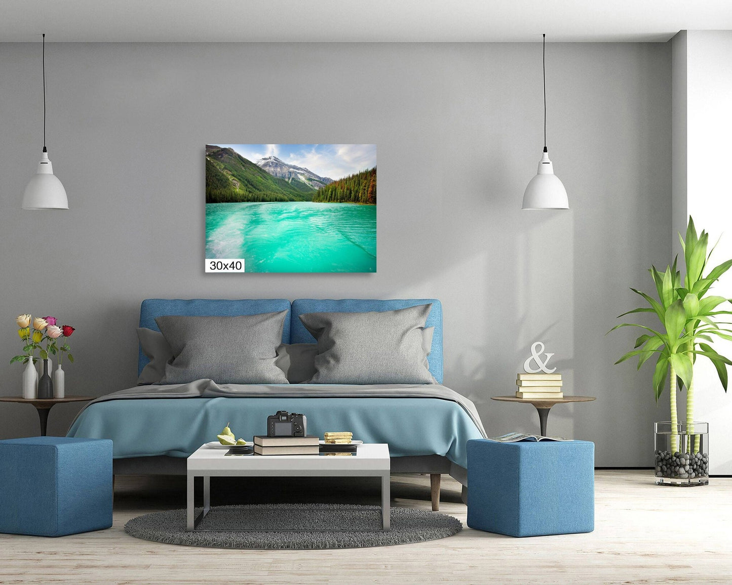 Maligne Lake Landscape Print, Jasper National Park Canada, Mountain Lake, Photography Canvas Wall Art Prints - SandyDobbsFineArtPhotography