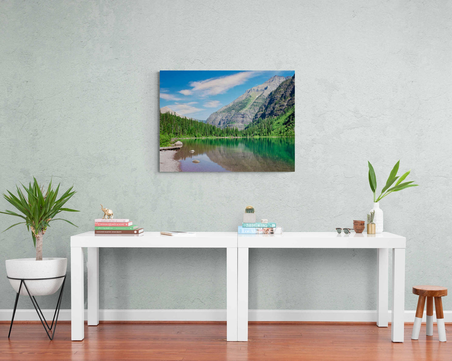 Rocky Mountain Photography, Landscape Canvas Wall Art Print, Glacier National Park Avalanche Lake, Fine Art, Decor Home Office Living - SandyDobbsFineArtPhotography