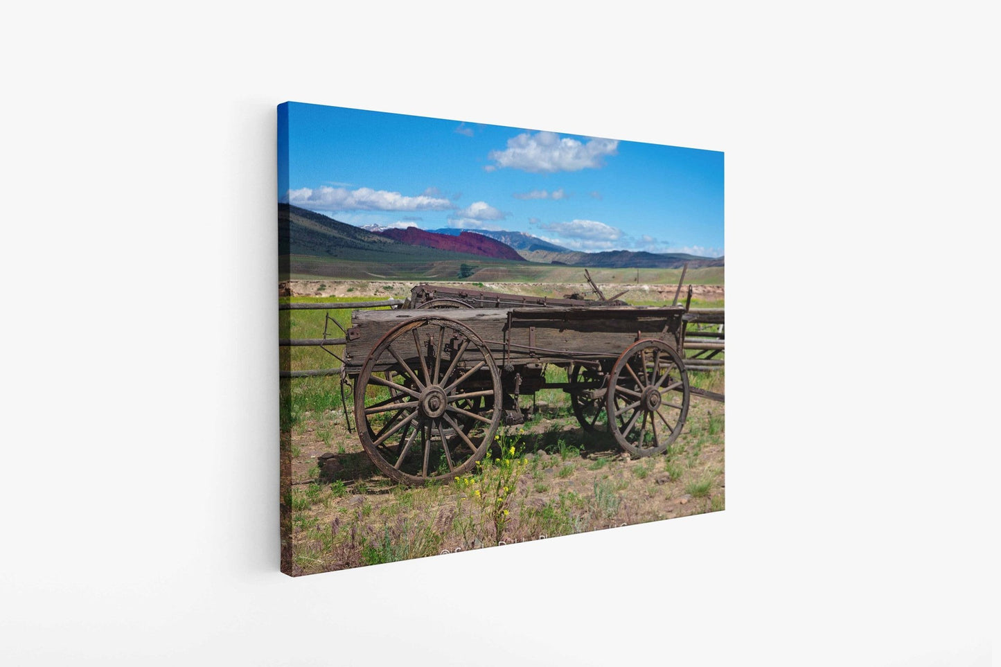 Old Wagon Photo, Western Landscape Wall Art Picture, Old West Ghost Town, Wyoming Photography Decor, Rustic Cowboy Style, Wrapped Canvas - SandyDobbsFineArtPhotography