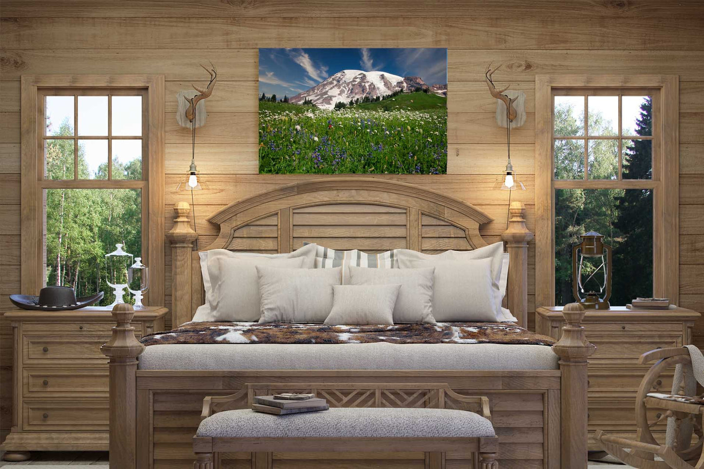 Mt Rainier Photo Canvas Print, Mountain Wildflower Art, Mt Rainier Photography Wall Art, Mountain Landscape, Decor for Home, Living Room - SandyDobbsFineArtPhotography