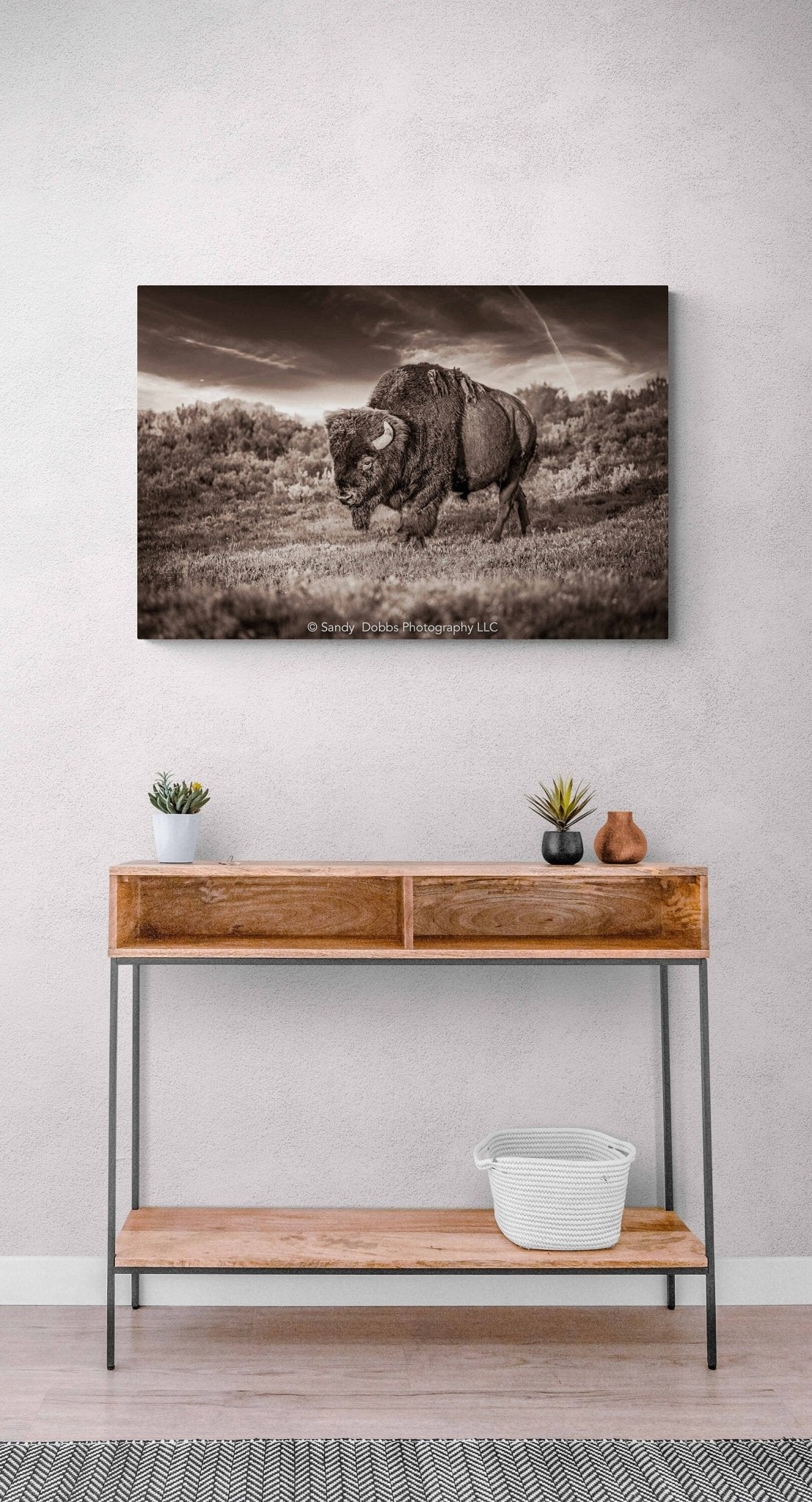 Bison Art Canvas Sepia Print, Buffalo Canvas Photograph, Yellowstone National Park Wildlife, Wildlife Wall Art Decor, Home, Living, Office - SandyDobbsFineArtPhotography