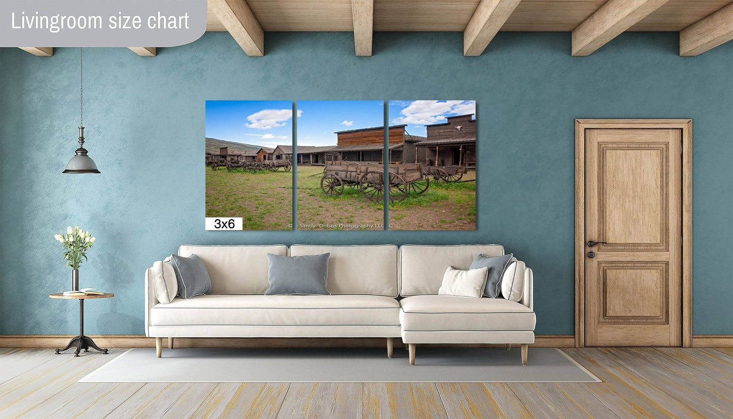 Old West Ghost Town Photography Decor, Old Wagons Wyoming Photo, Wrapped Canvas Print, Rustic Style, Cowboy Art, Western Art Wall Pictures - SandyDobbsFineArtPhotography