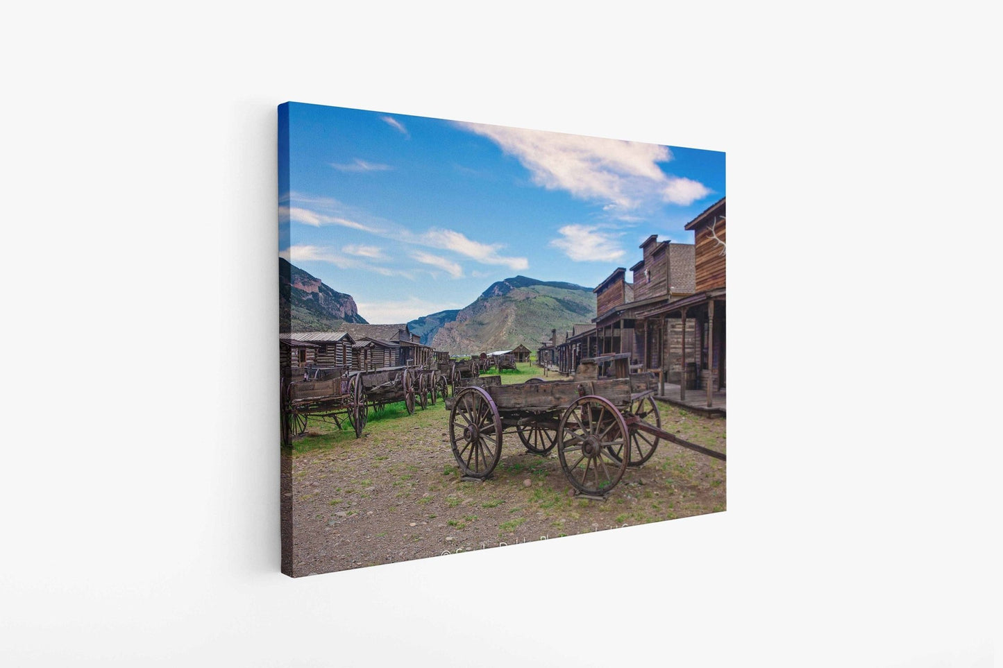 Old West Decor Wall Art, Old Wagons Wyoming Photo, Ghost Town Photography, Wrapped Canvas Print, Rustic Style, Cowboy Western Wall Pictures - SandyDobbsFineArtPhotography