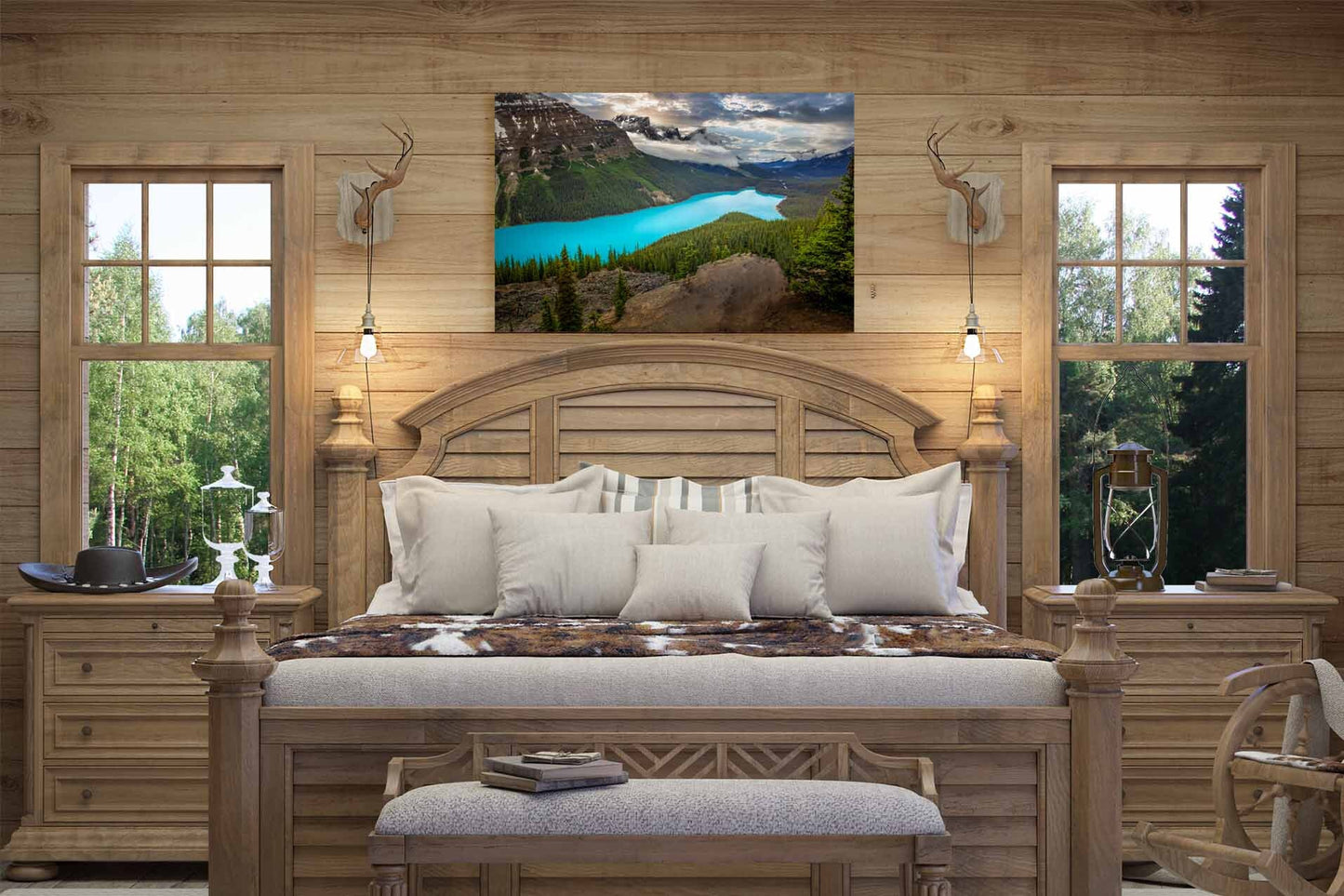 Peyto Lake Canadian Rockies Canvas Print, Banff, Canvas Wall Art, Mountain Decor for Home, Living Room, Bedroom,Office and Kitchen